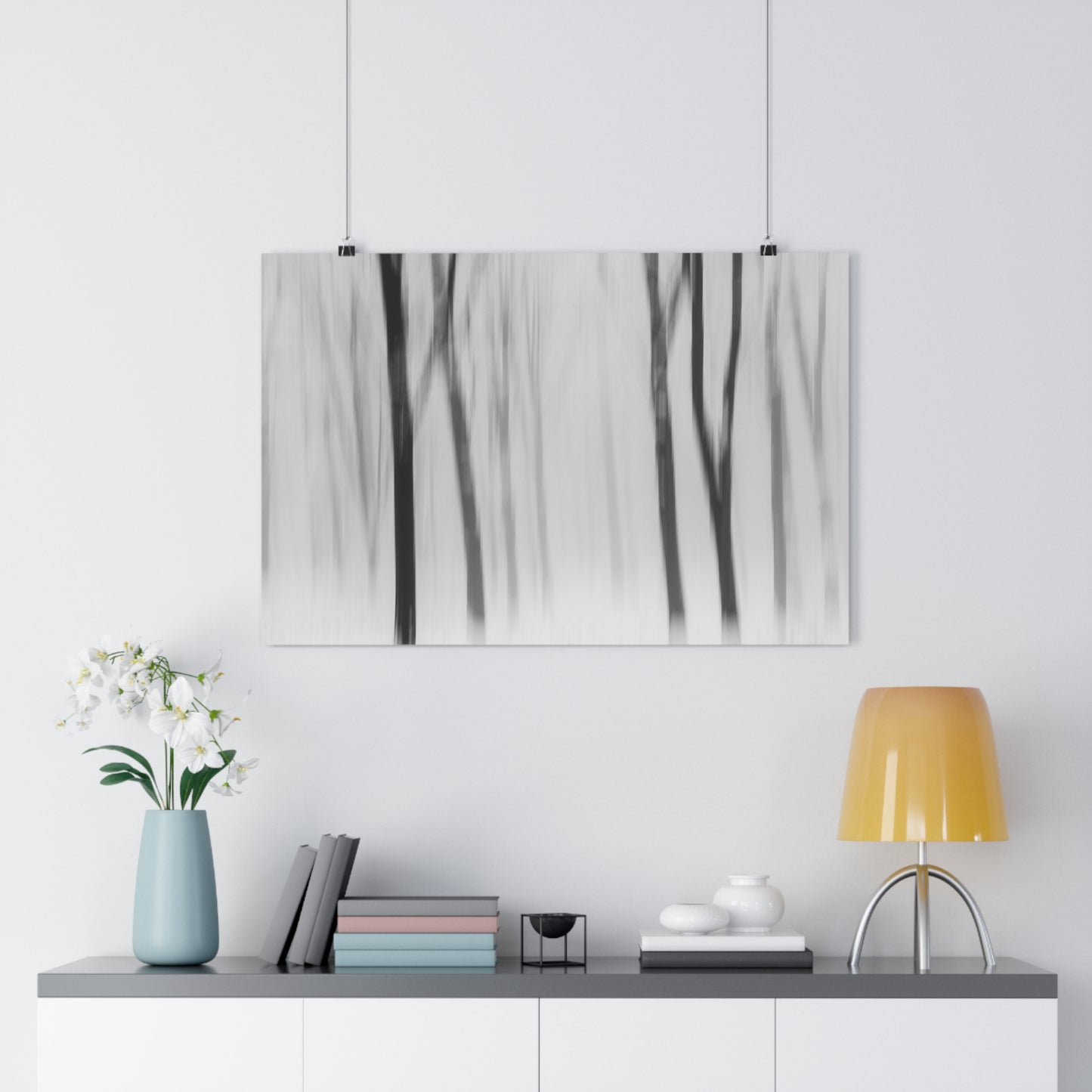 Art Print, Winter Forest Scene, ICM Technique, Wall Decor, Nature Print, Home Decor
