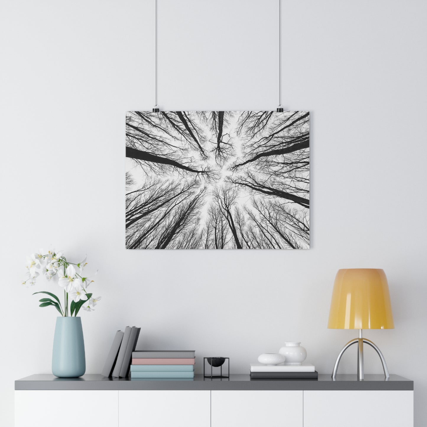 Wall Art Print of Winter Bald Tree Crowns, Black and White Photography, Home Decor, Nature Lover Gift, Christmas Wall