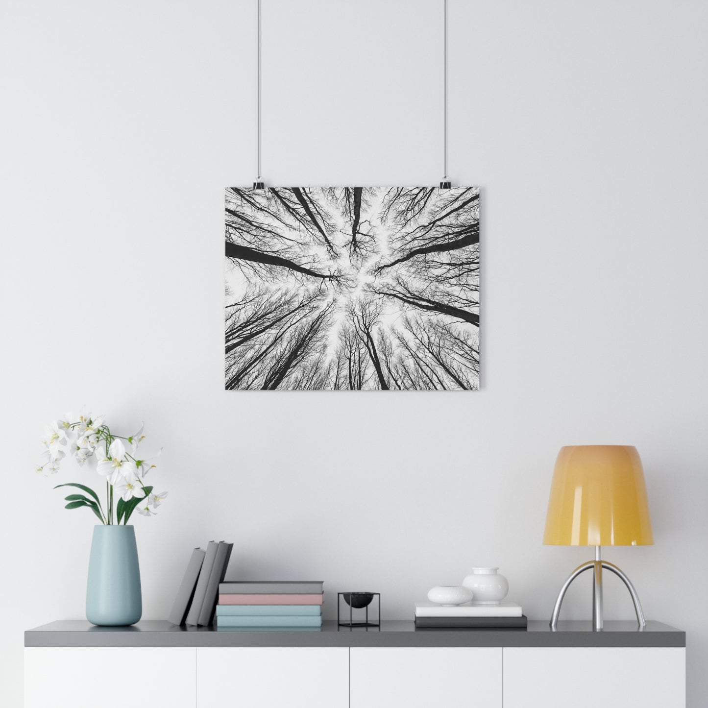 Wall Art Print of Winter Bald Tree Crowns, Black and White Photography, Home Decor, Nature Lover Gift, Christmas Wall