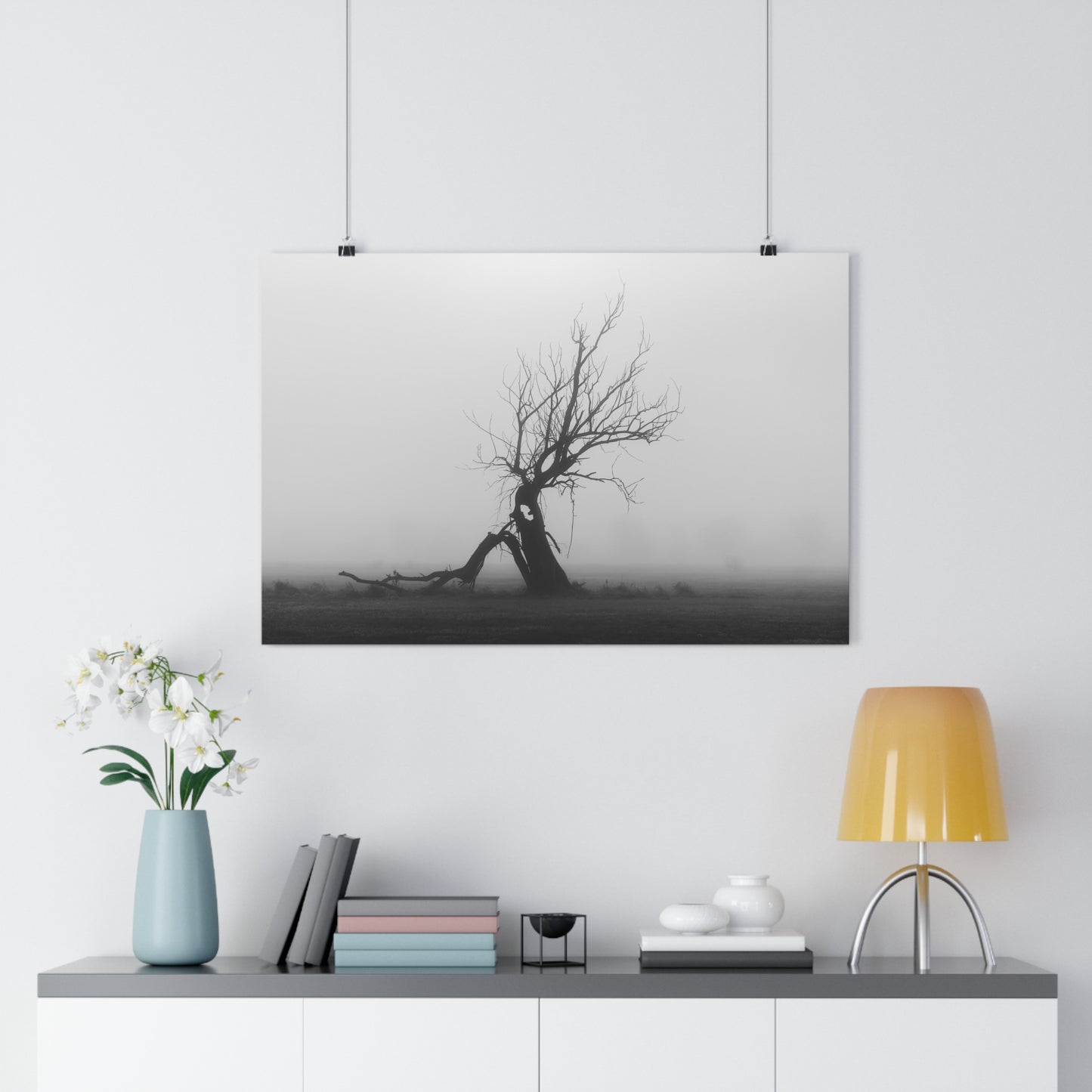 Giclée Art Print, Black and White Tree Photo, Wall Art Decor, Nature Lover Gift, Minimalist Home Decor, Ent Tree Art, Foggy Day Print