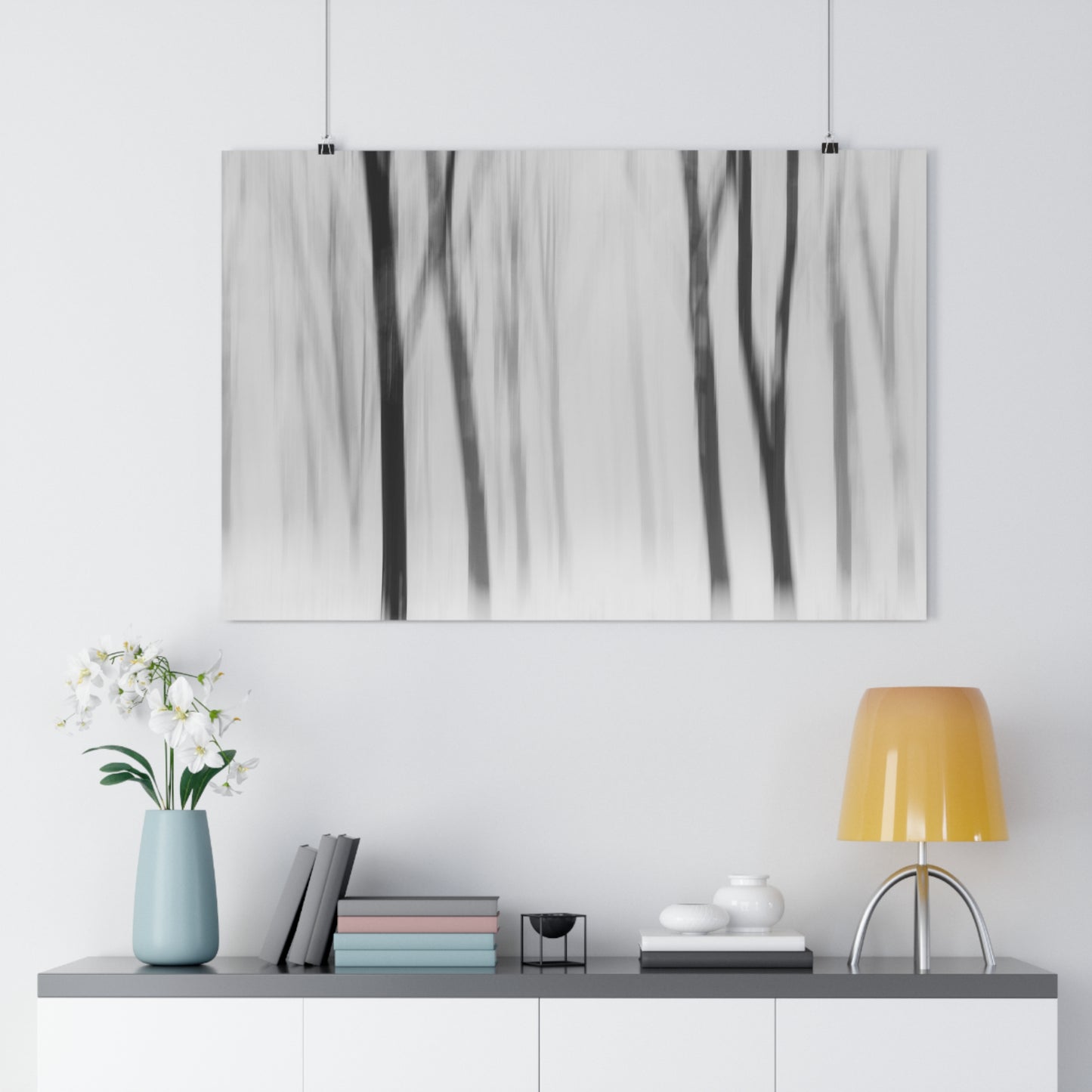 Art Print, Winter Forest Scene, ICM Technique, Wall Decor, Nature Print, Home Decor