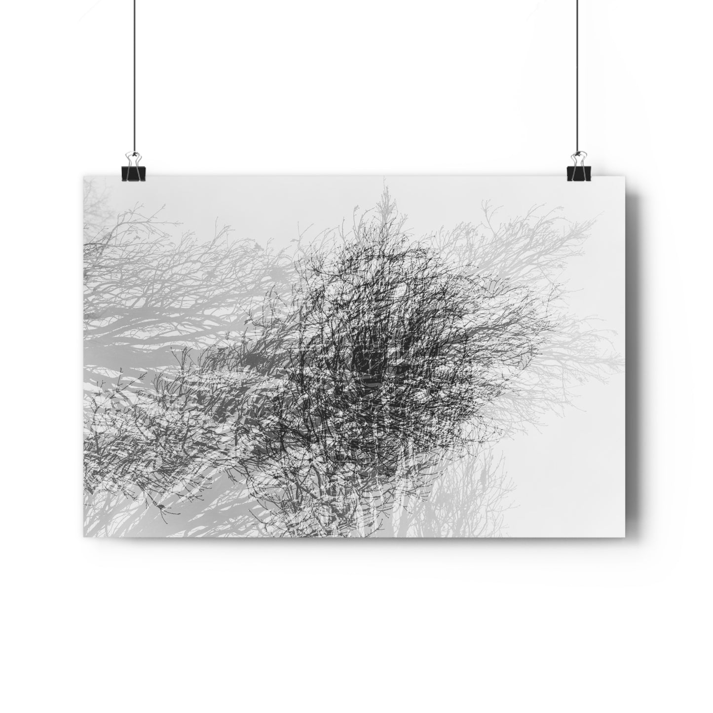Giclée Art Print, Black and White Winter Tree Photo, Mysterious Multiexposure Wall Art, Home Decor, Nature Photography, Holiday Gift Idea