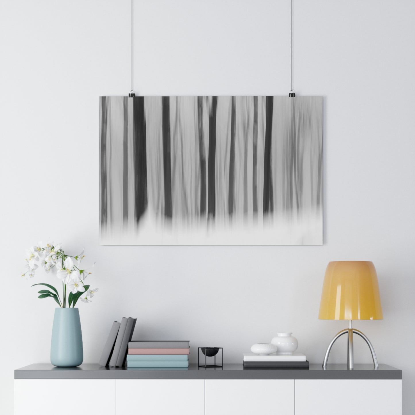 Art Print, Winter Forest Scene, ICM Technique, Wall Decor, Nature Print, Home Decor