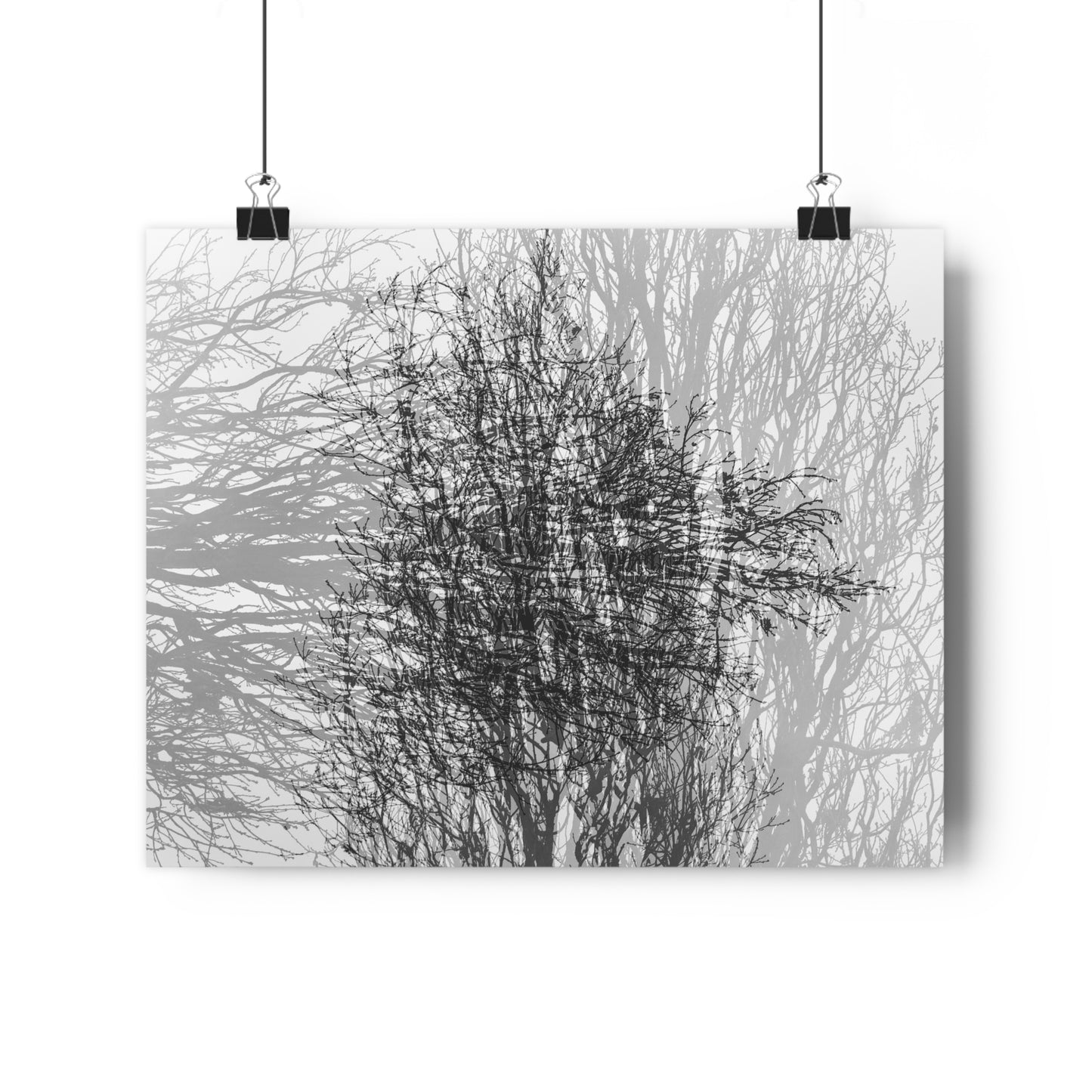 Giclée Art Print, Black and White Winter Tree Photo, Mysterious Multiexposure Wall Art, Home Decor, Nature Photography, Holiday Gift Idea