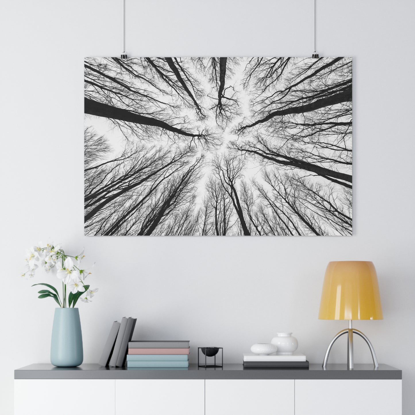 Wall Art Print of Winter Bald Tree Crowns, Black and White Photography, Home Decor, Nature Lover Gift, Christmas Wall