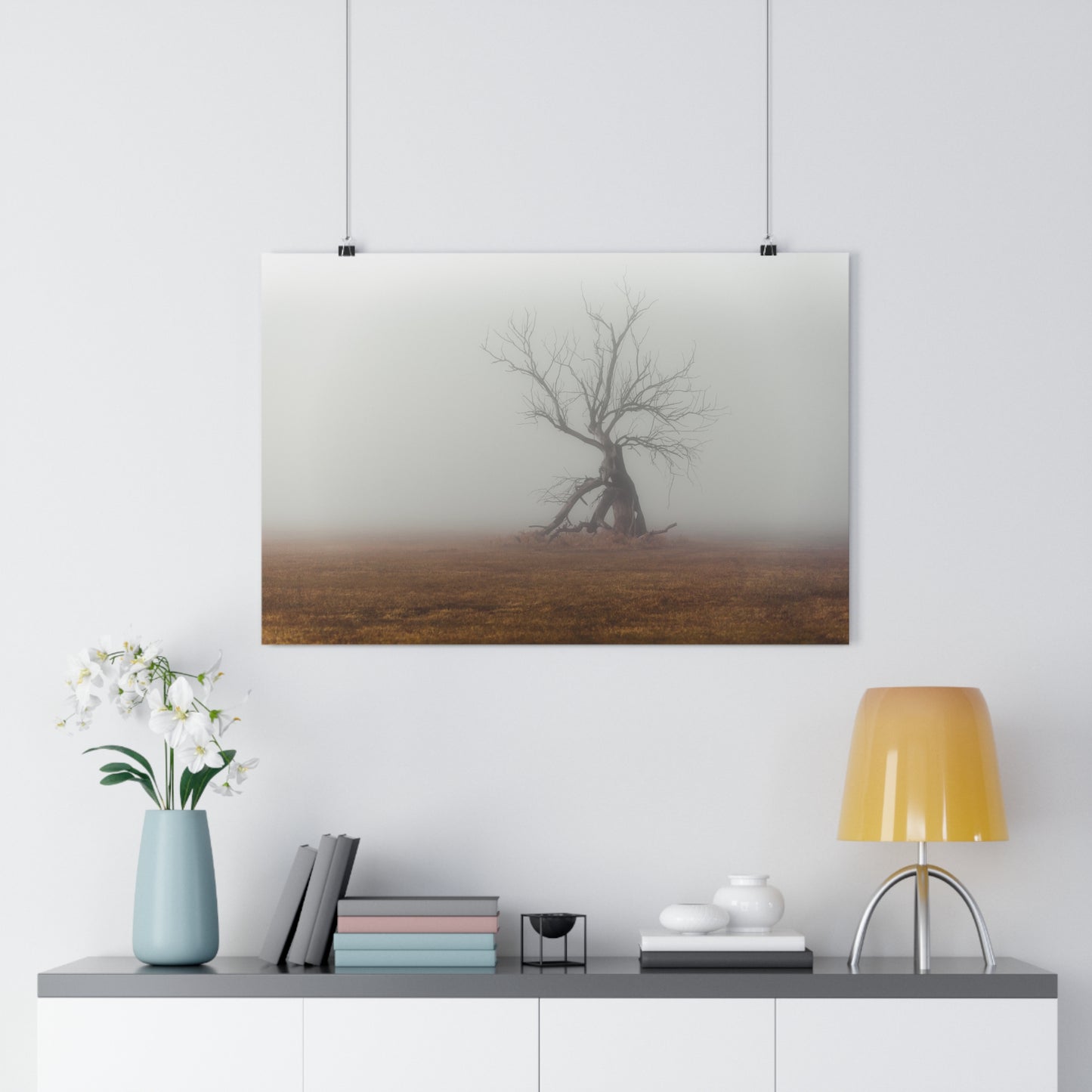 Art Print Wall Decor, Giclée Print, The Last Ent Tree Illustration, Foggy Field Landscape Poster, Nature Artwork, Unique Gift for Nature