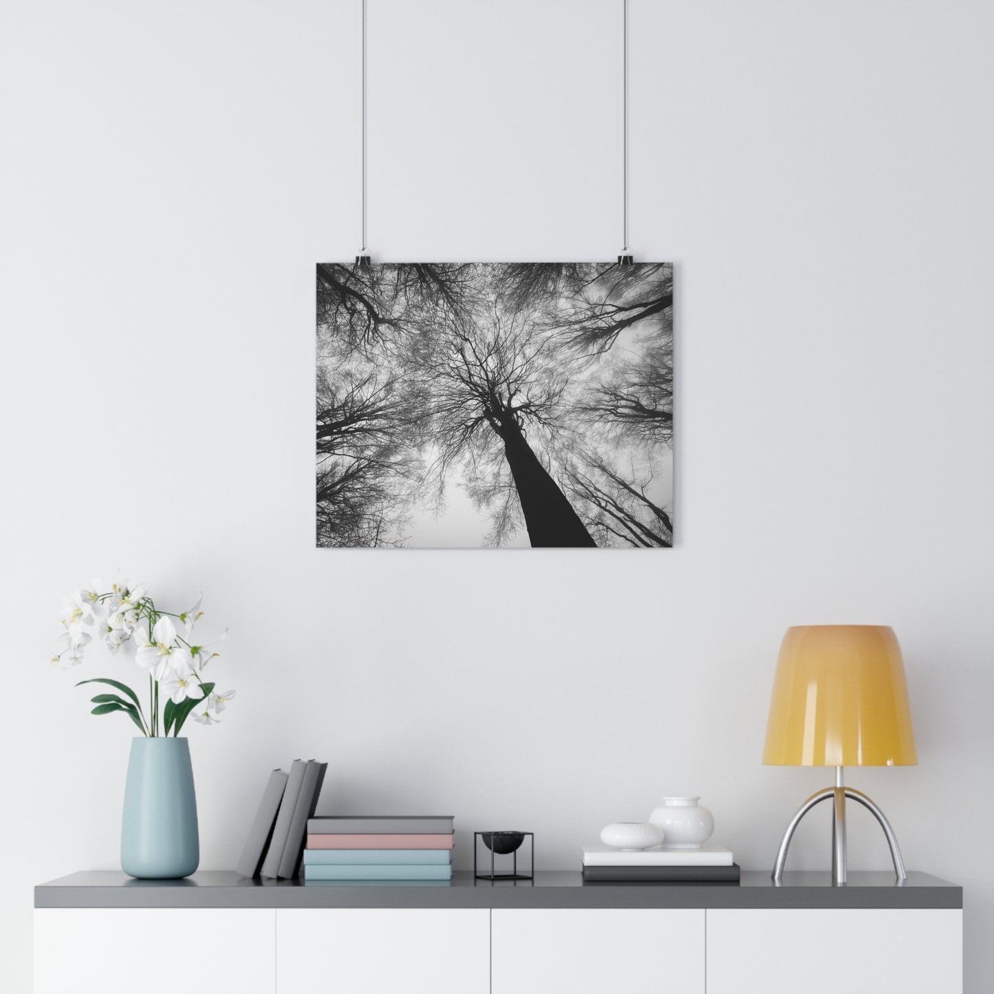 Wall Art Print of Winter Bald Tree Crowns, Black and White Photography, Home Decor, Nature Lover Gift, Christmas Wall