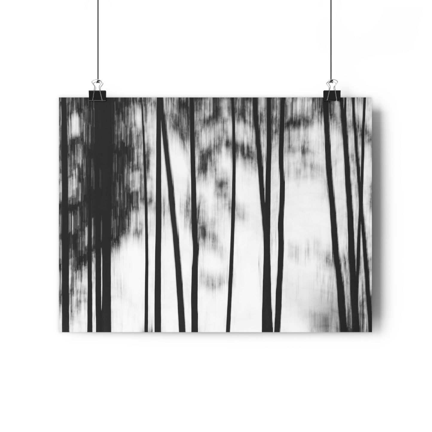 Art Print, Forest Scene Black White Photo, Blurred Camera Movement ICM Technique, Wall Decor Gift Home Office, Nature Lover Monochrome