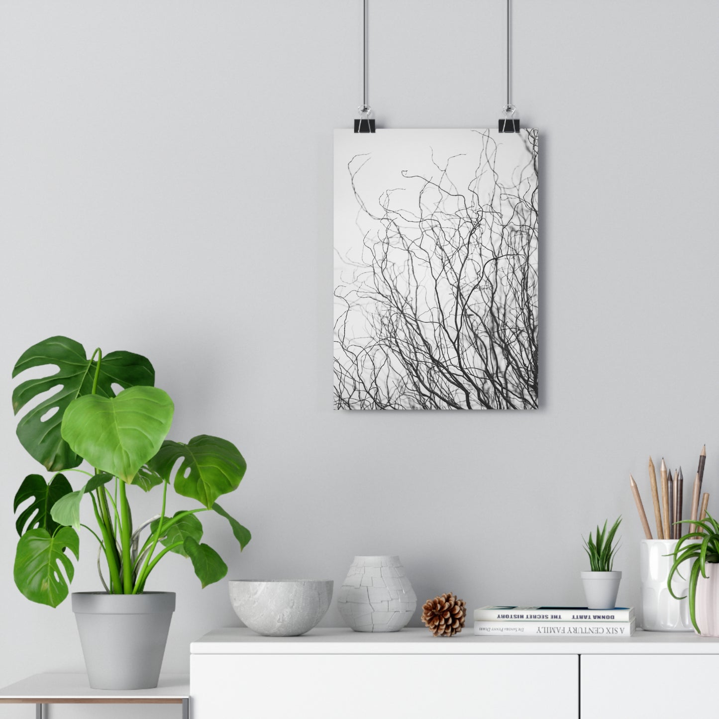 Giclée Print, Winter Tree Branches Art, 'Tangled Whispers' Wall Decor, Nature Print, Home Decor, Black and White Art, Gift for Nature