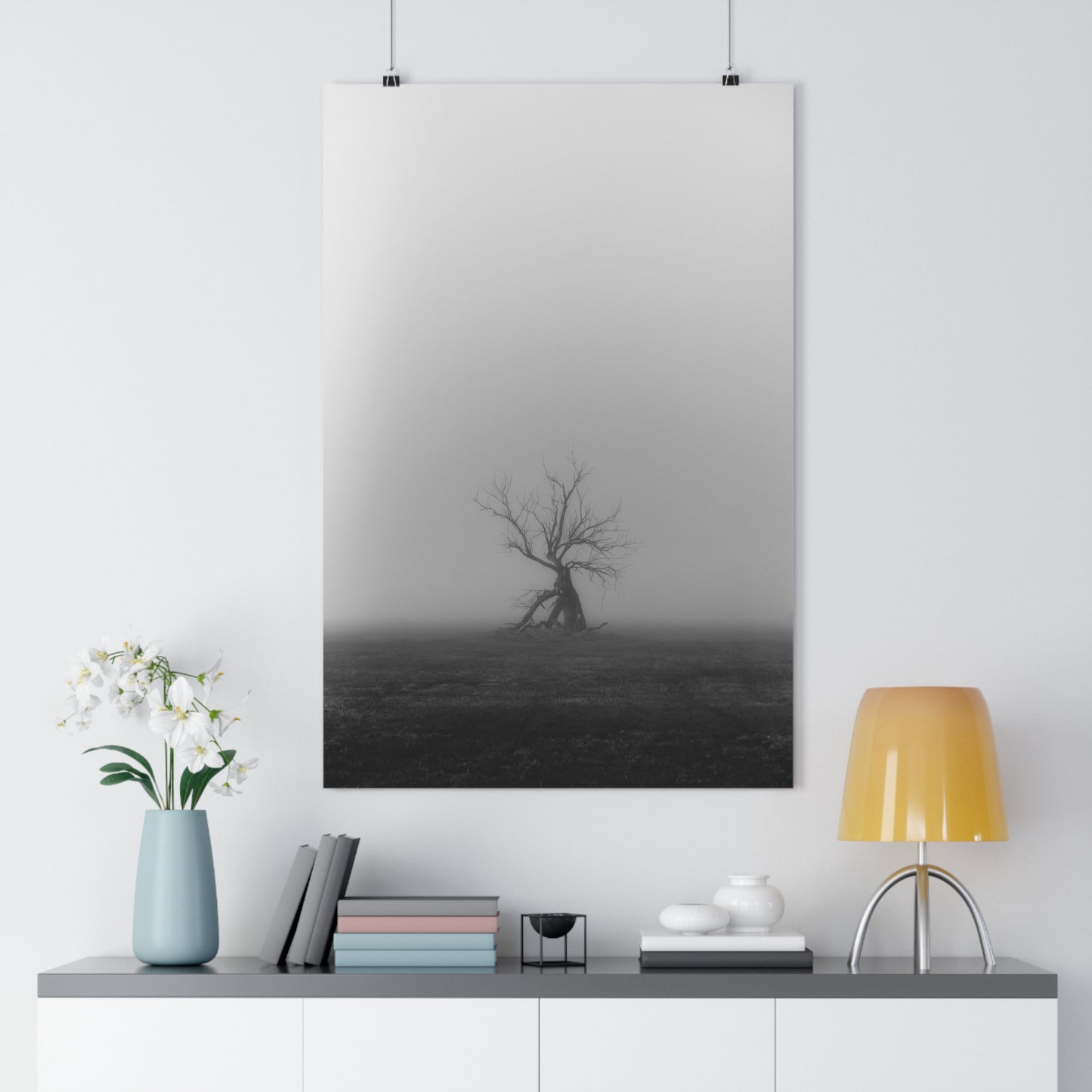 Giclée Art Print, Black and White Tree Photo, Wall Art Decor, Nature Lover Gift, Minimalist Home Decor, Ent Tree Art, Foggy Day Print