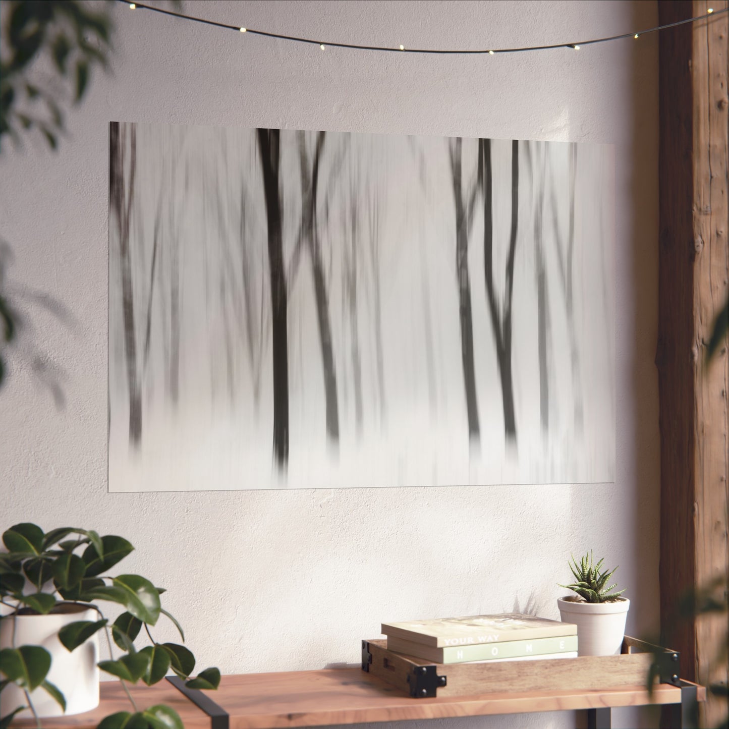 Fine Art Posters - Snowy Winter Forest Blurred Trees Print