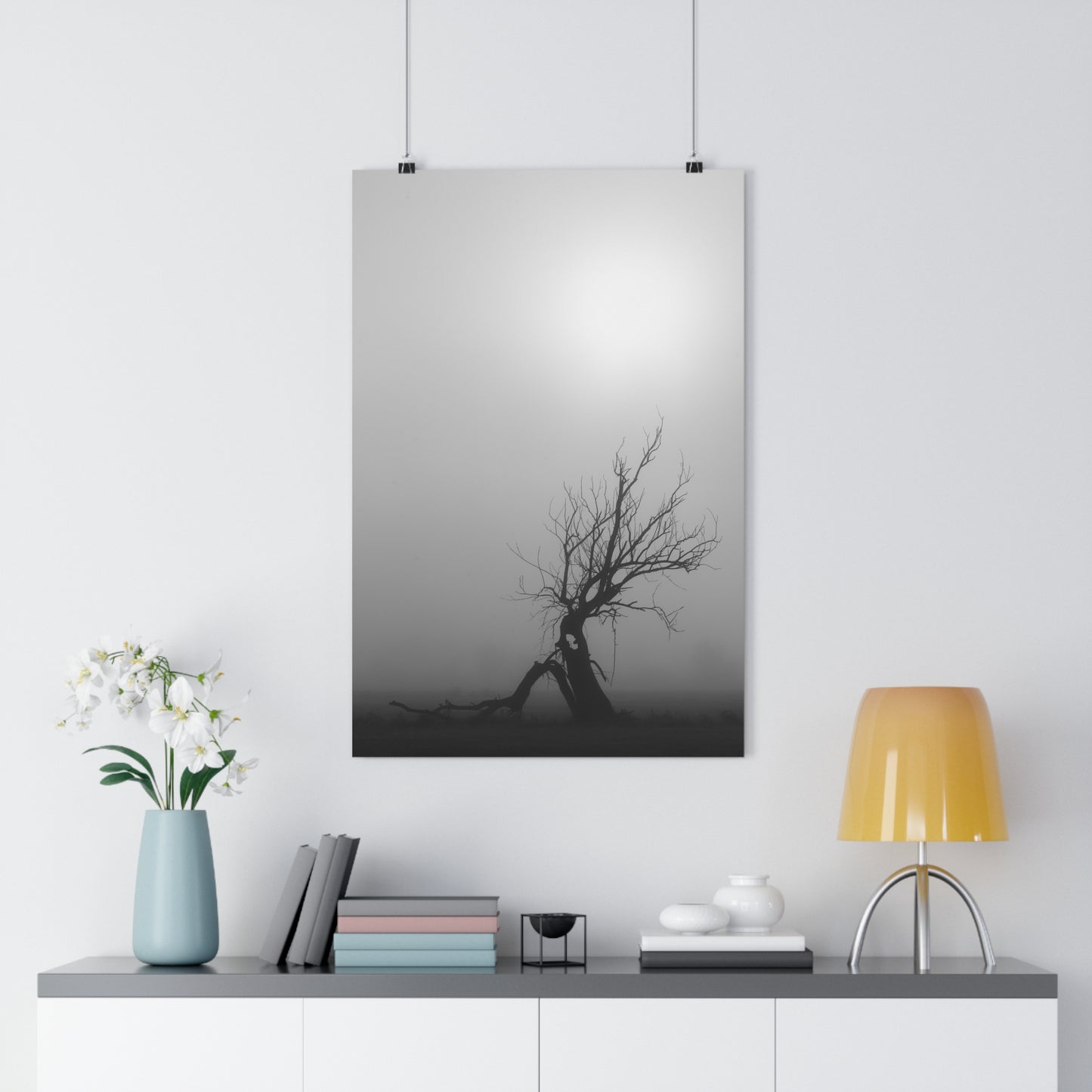 Giclée Art Print, Black and White Tree Photo, Wall Art Decor, Nature Lover Gift, Minimalist Home Decor, Ent Tree Art, Foggy Day Print
