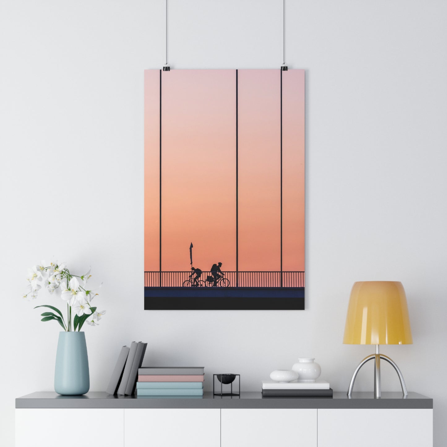 Art Print - Bikers Silhouette on a Hot Summer Evening
