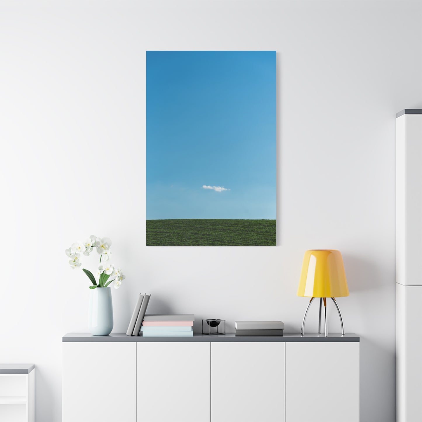 Canvas Wall Art "Cloudy" - Tiny White Cloud on Blue Sky Design