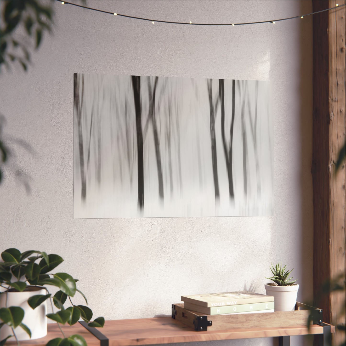 Fine Art Posters - Snowy Winter Forest Blurred Trees Print