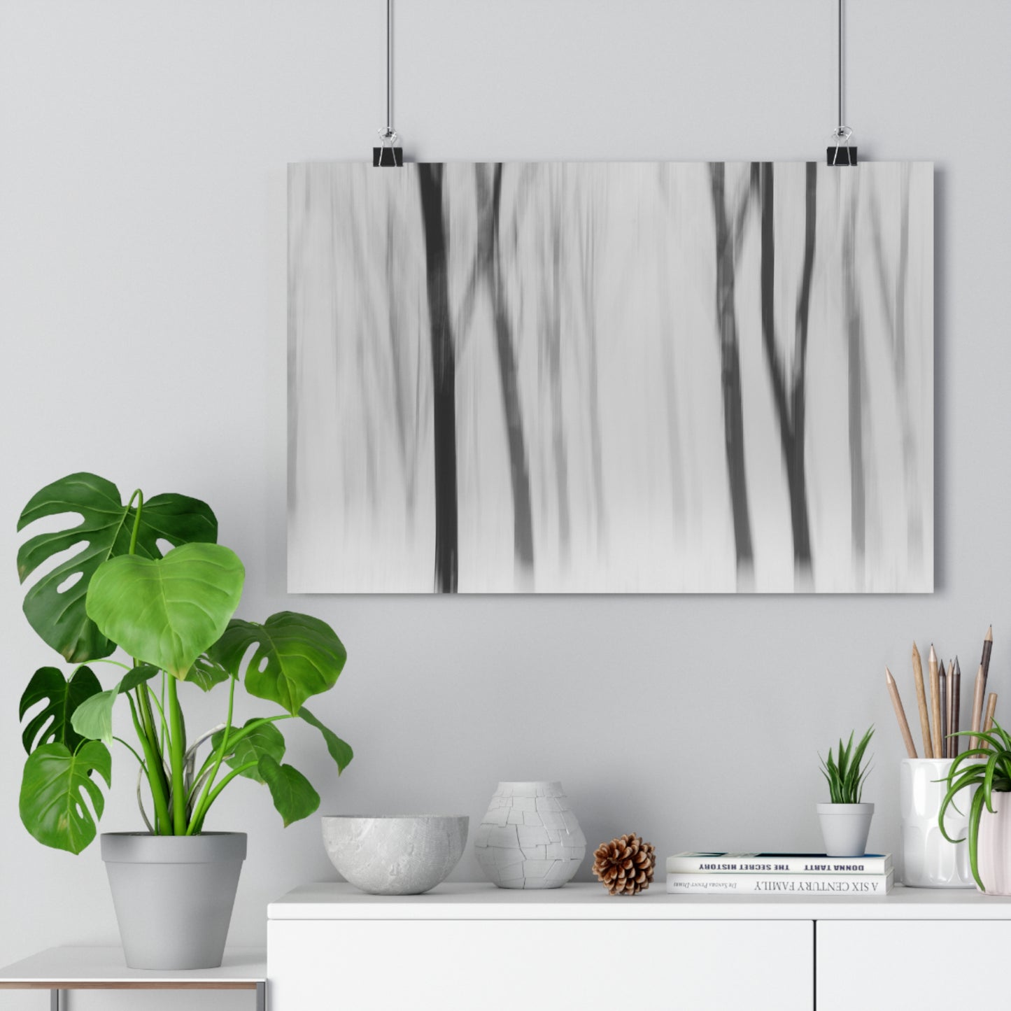 Art Print, Winter Forest Scene, ICM Technique, Wall Decor, Nature Print, Home Decor