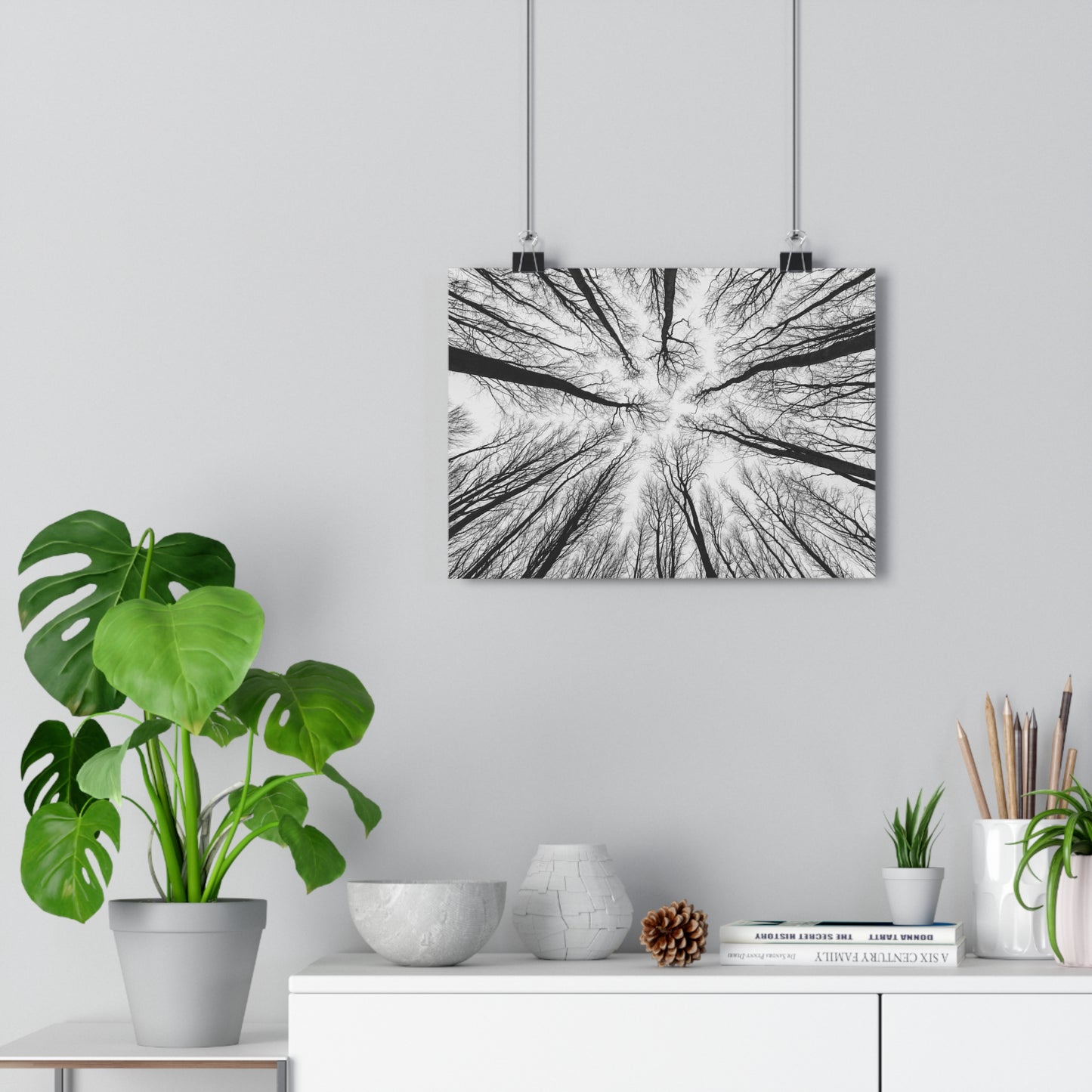 Wall Art Print of Winter Bald Tree Crowns, Black and White Photography, Home Decor, Nature Lover Gift, Christmas Wall
