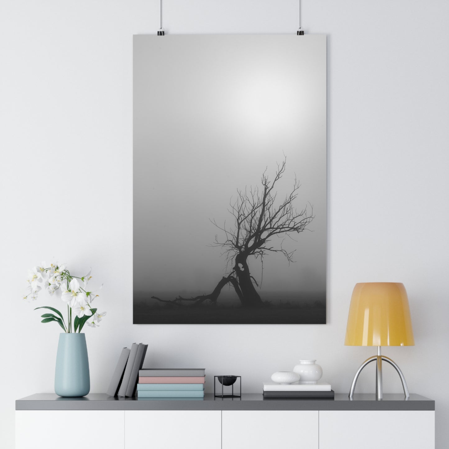 Giclée Art Print, Black and White Tree Photo, Wall Art Decor, Nature Lover Gift, Minimalist Home Decor, Ent Tree Art, Foggy Day Print