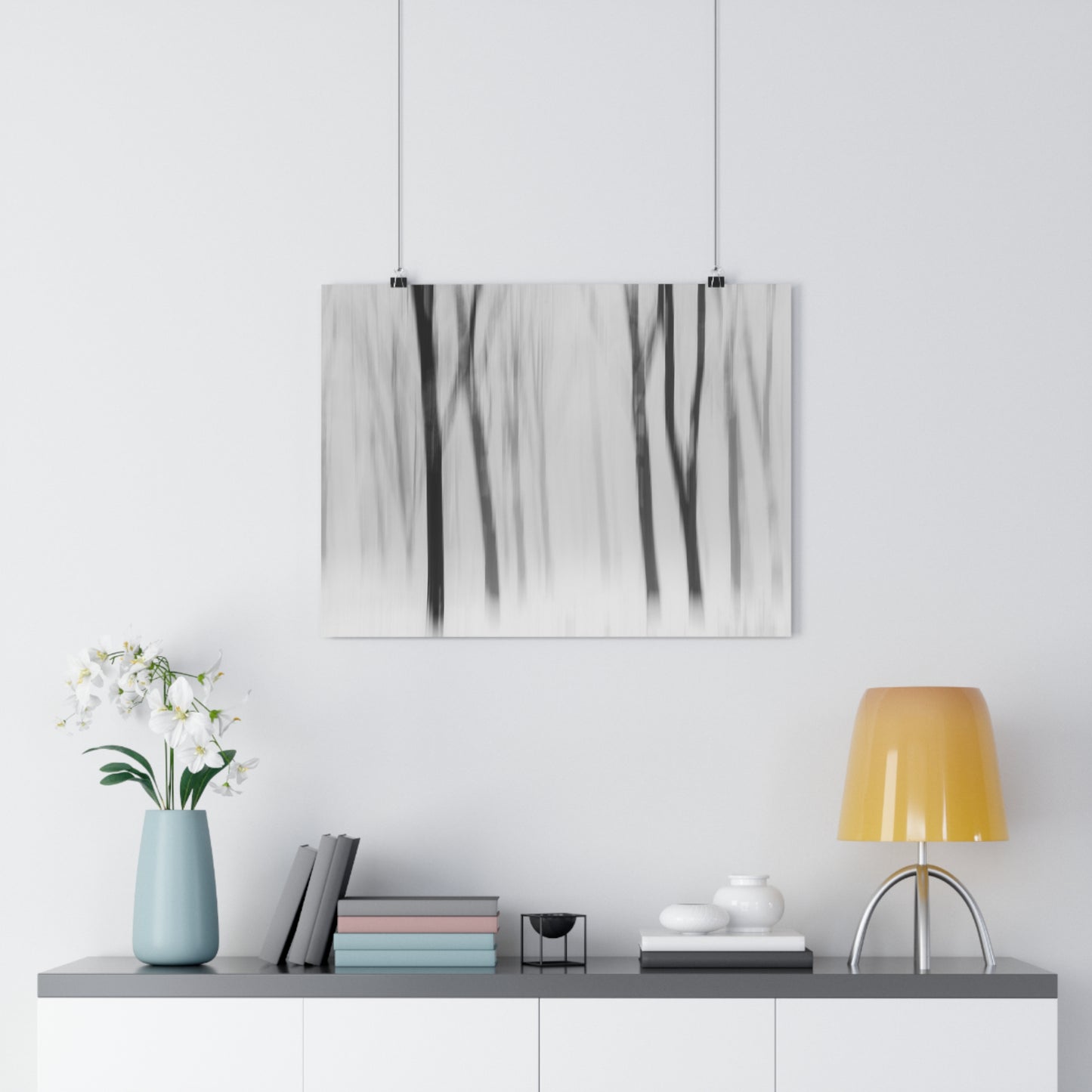 Art Print, Winter Forest Scene, ICM Technique, Wall Decor, Nature Print, Home Decor