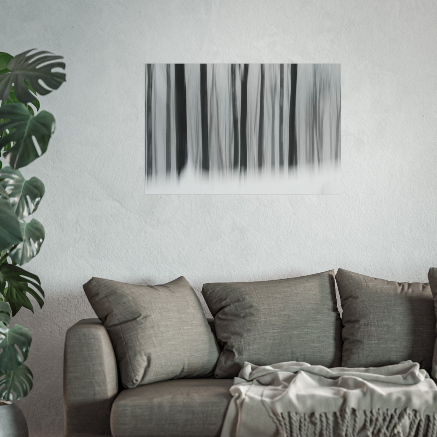 Fine Art Posters - Snowy Winter Forest Blurred Trees Print