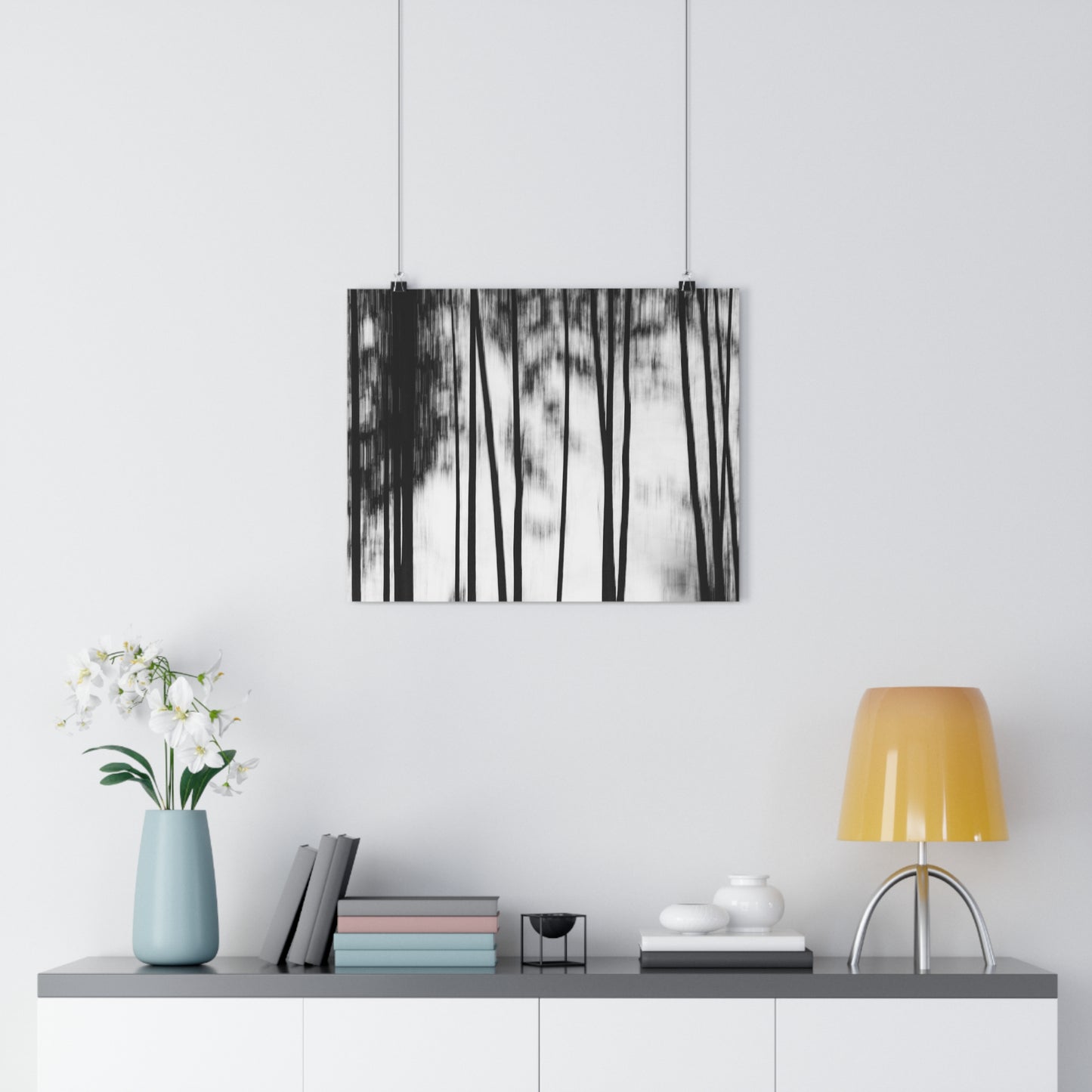 Art Print, Forest Scene Black White Photo, Blurred Camera Movement ICM Technique, Wall Decor Gift Home Office, Nature Lover Monochrome