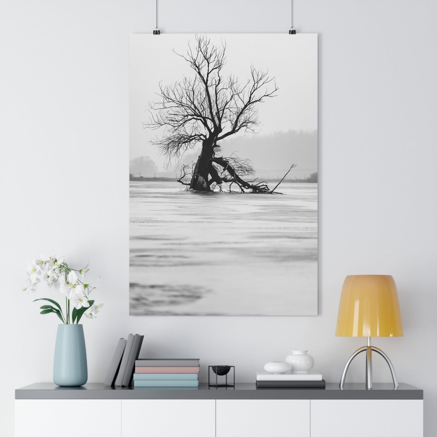 Giclée Print, Black and White Old Tree 'The Last Ent' in Frozen Field Winter Day Photo, Wall Art Decor, Nature Print, Tree Lover Gift, Home