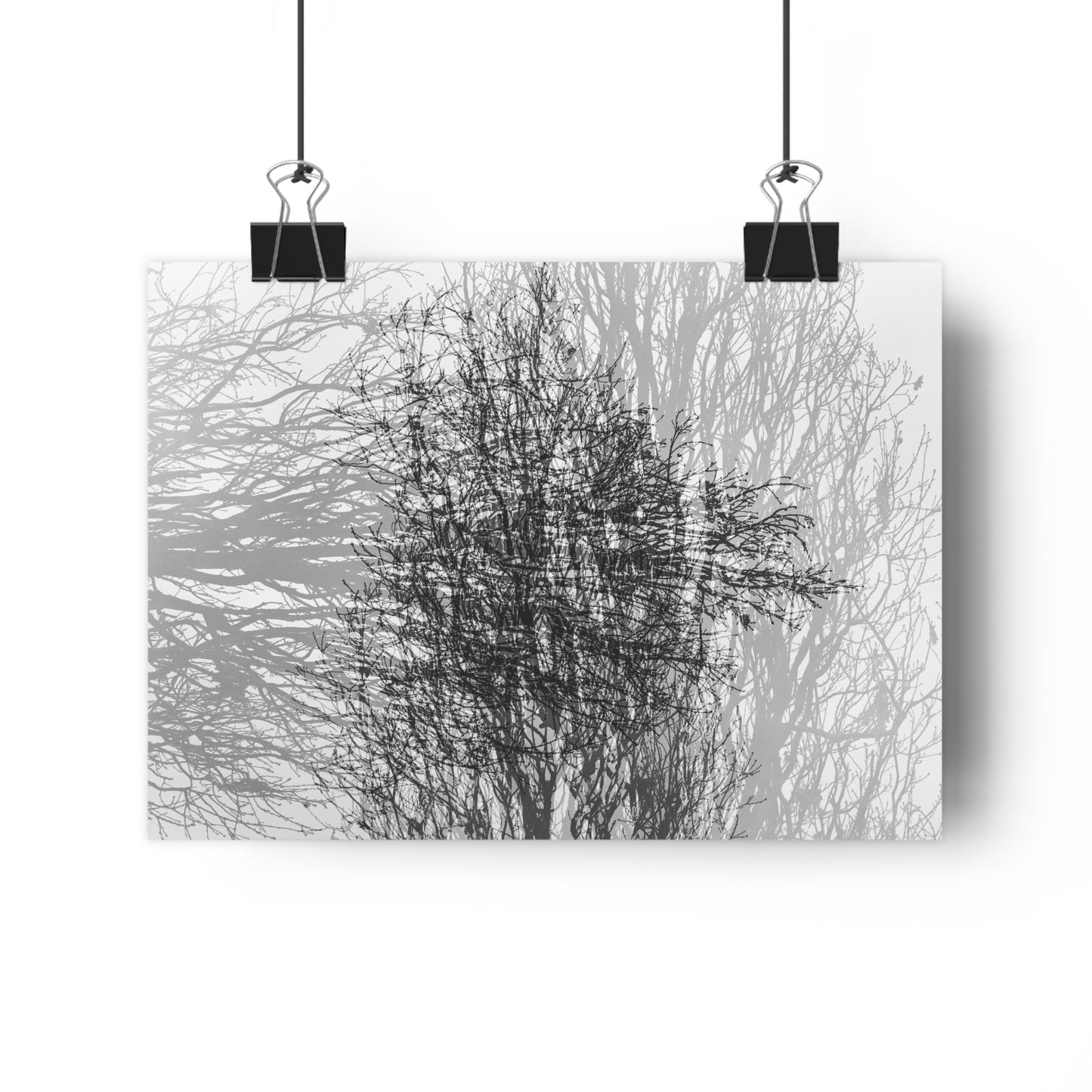 Giclée Art Print, Black and White Winter Tree Photo, Mysterious Multiexposure Wall Art, Home Decor, Nature Photography, Holiday Gift Idea