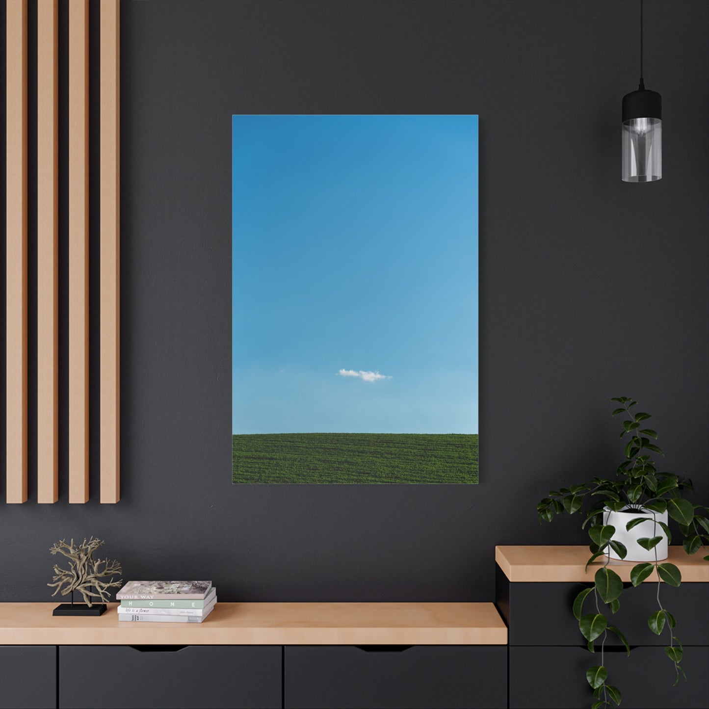 Canvas Wall Art "Cloudy" - Tiny White Cloud on Blue Sky Design