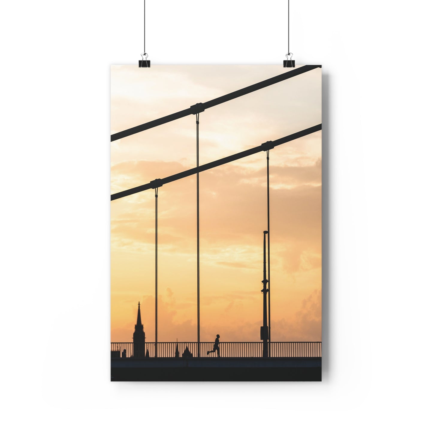 Art Print - Minimalist Sunset Bridge Runner Silhouette