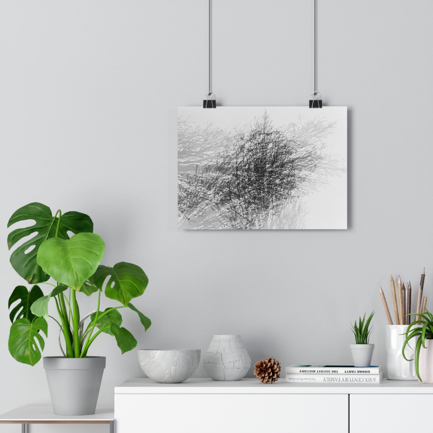 Giclée Art Print, Black and White Winter Tree Photo, Mysterious Multiexposure Wall Art, Home Decor, Nature Photography, Holiday Gift Idea