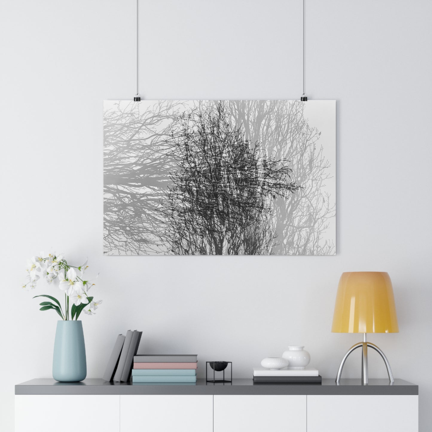 Giclée Art Print, Black and White Winter Tree Photo, Mysterious Multiexposure Wall Art, Home Decor, Nature Photography, Holiday Gift Idea