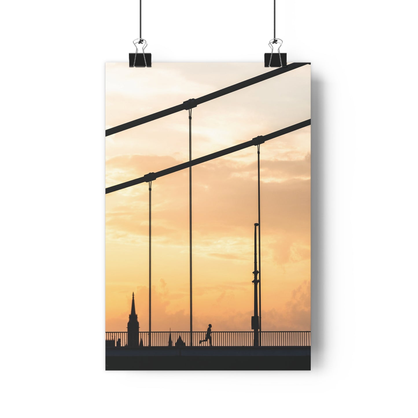 Art Print - Minimalist Sunset Bridge Runner Silhouette