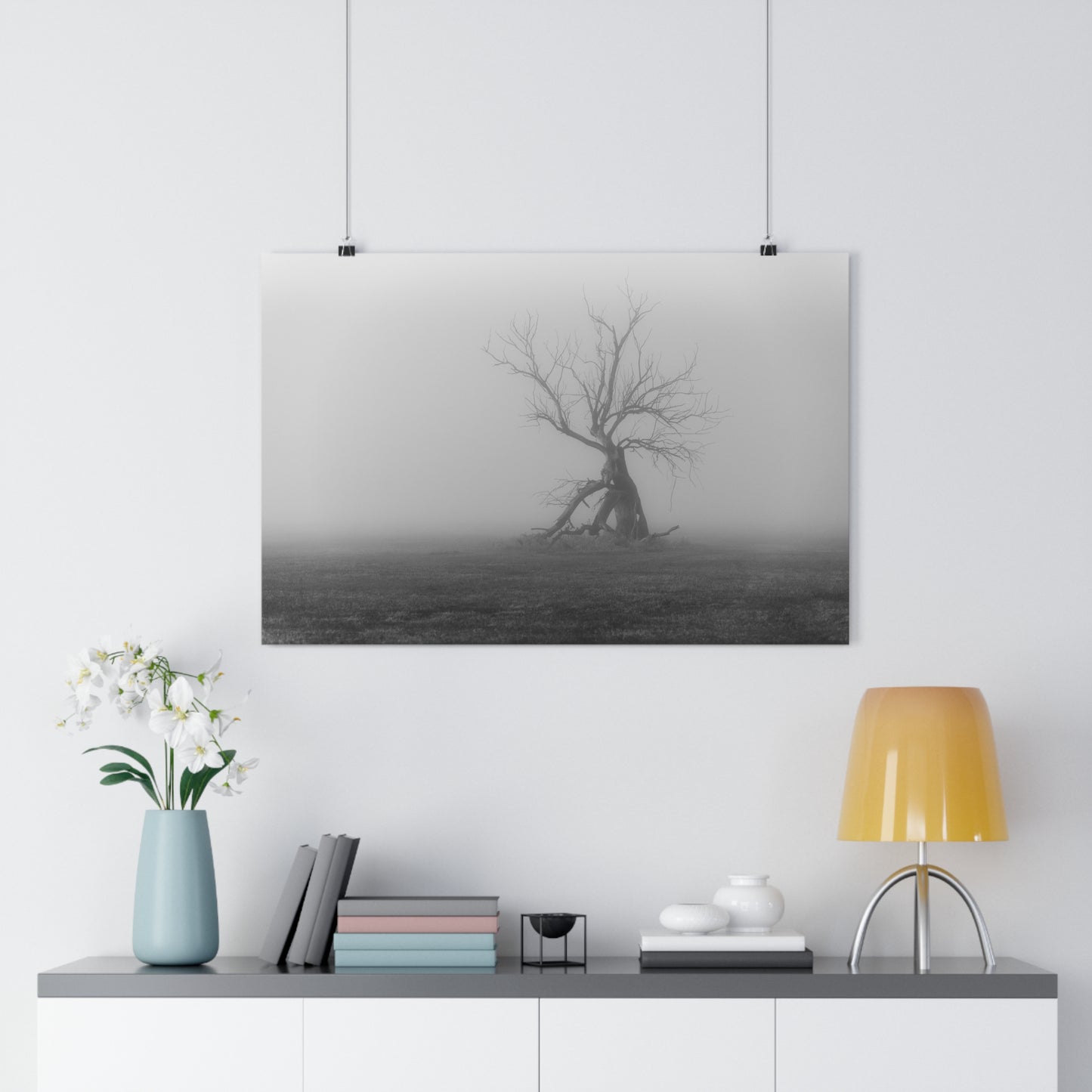 Giclée Art Print, Black and White Tree Photo, Wall Art Decor, Nature Lover Gift, Minimalist Home Decor, Ent Tree Art, Foggy Day Print