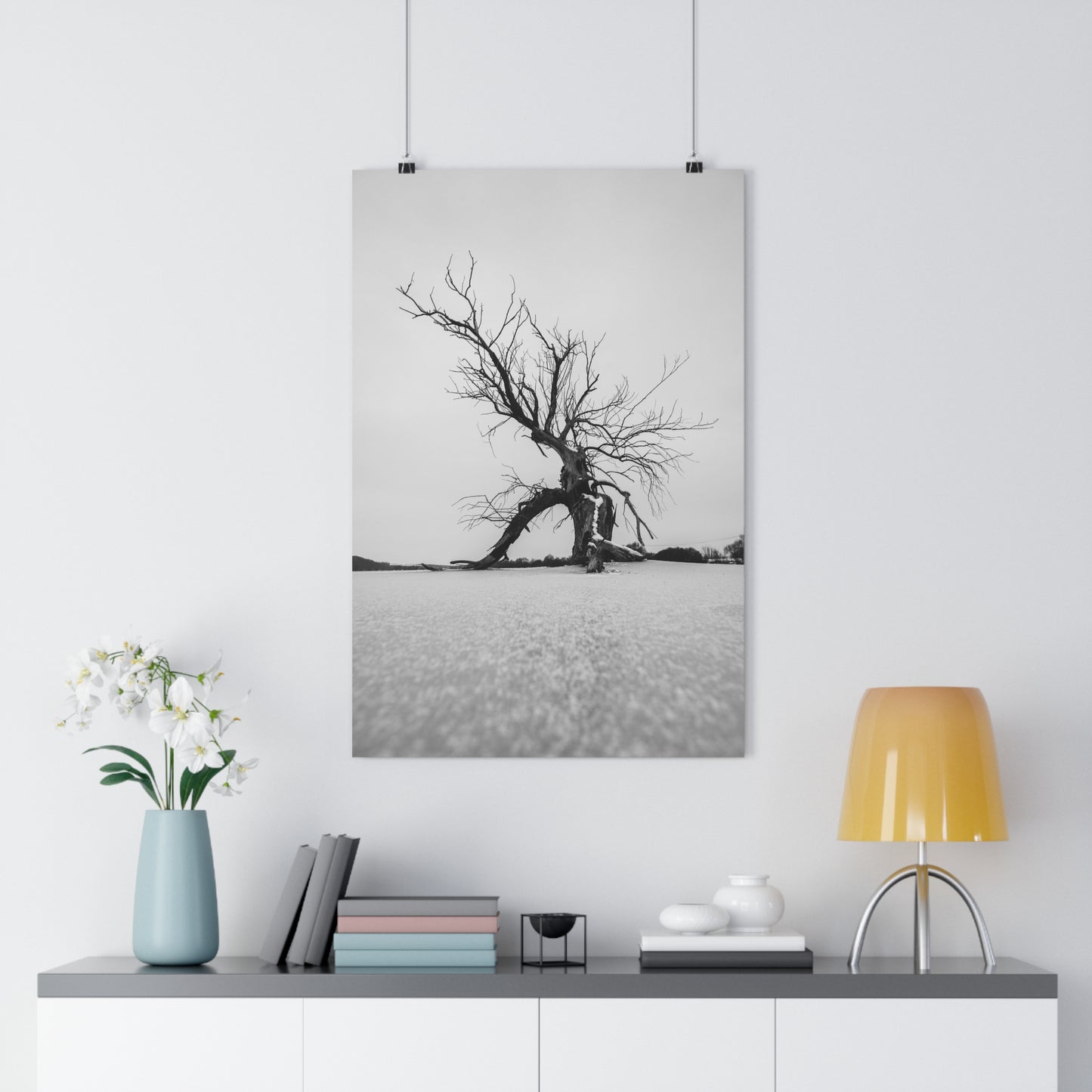 Giclée Print, Black and White Old Tree 'The Last Ent' in Frozen Field Winter Day Photo, Wall Art Decor, Nature Print, Tree Lover Gift, Home