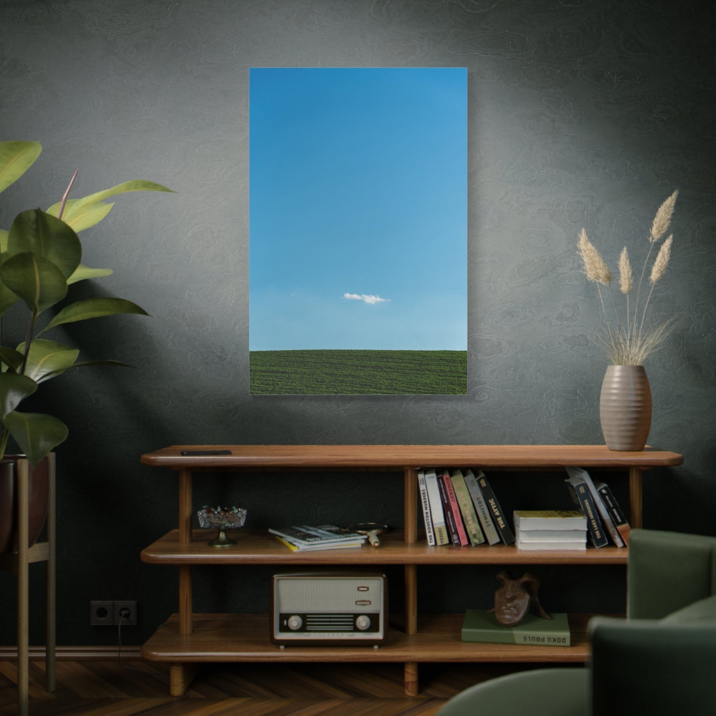 Canvas Wall Art "Cloudy" - Tiny White Cloud on Blue Sky Design