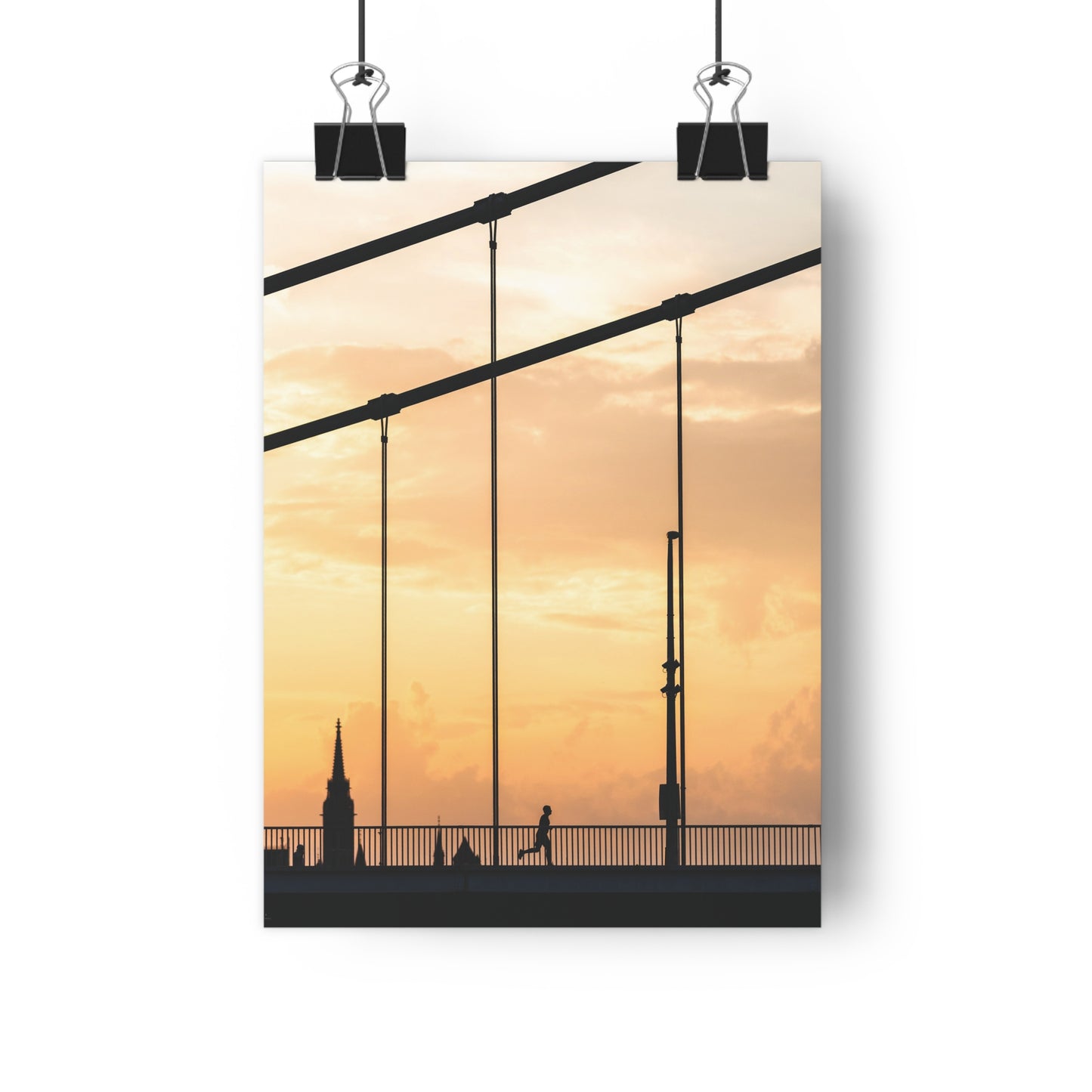 Art Print - Minimalist Sunset Bridge Runner Silhouette