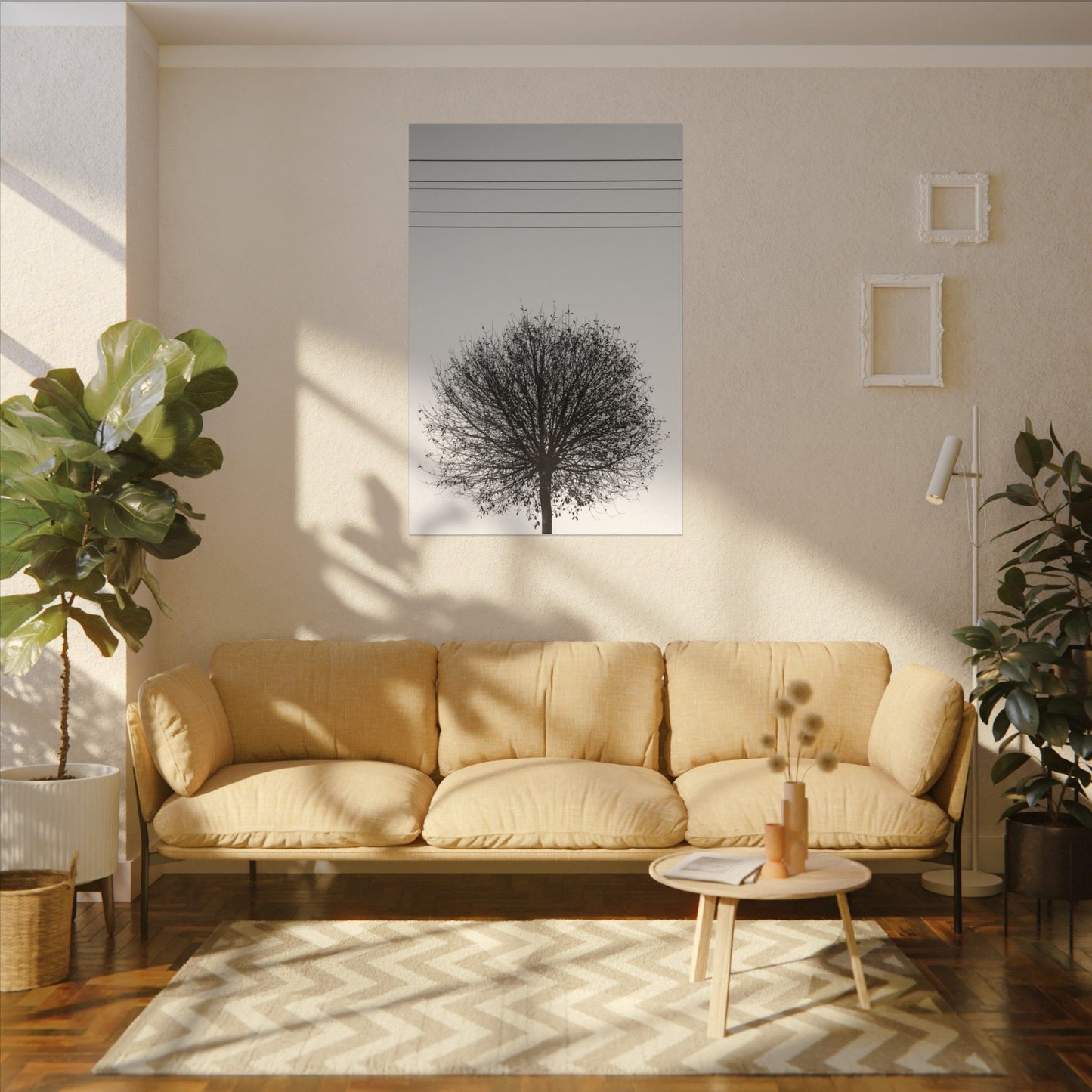 Seasons - Fall II. - Minimalist Wall Art Print, Stretched Canvas Art, Monochrome Home Decor, Black and White Tree Artwork, Modern Living Room Design
