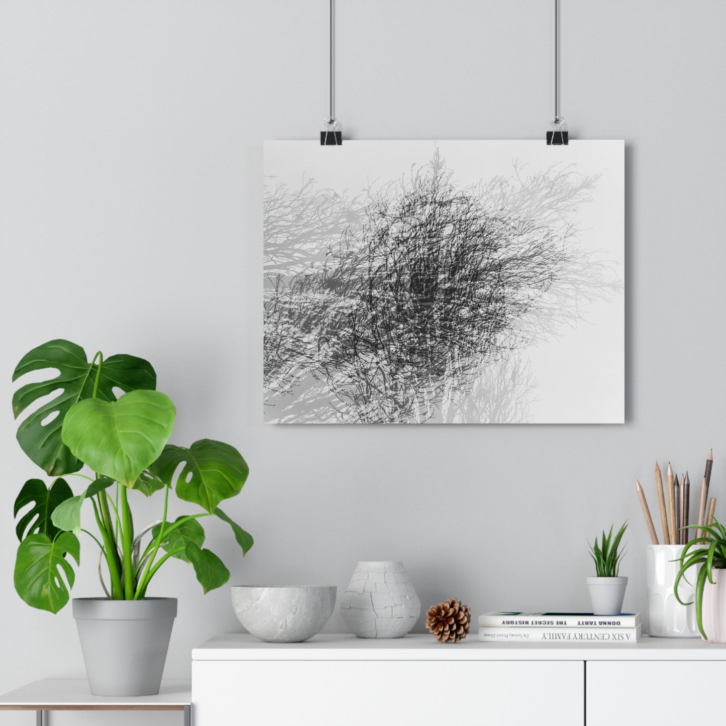 Giclée Art Print, Black and White Winter Tree Photo, Mysterious Multiexposure Wall Art, Home Decor, Nature Photography, Holiday Gift Idea