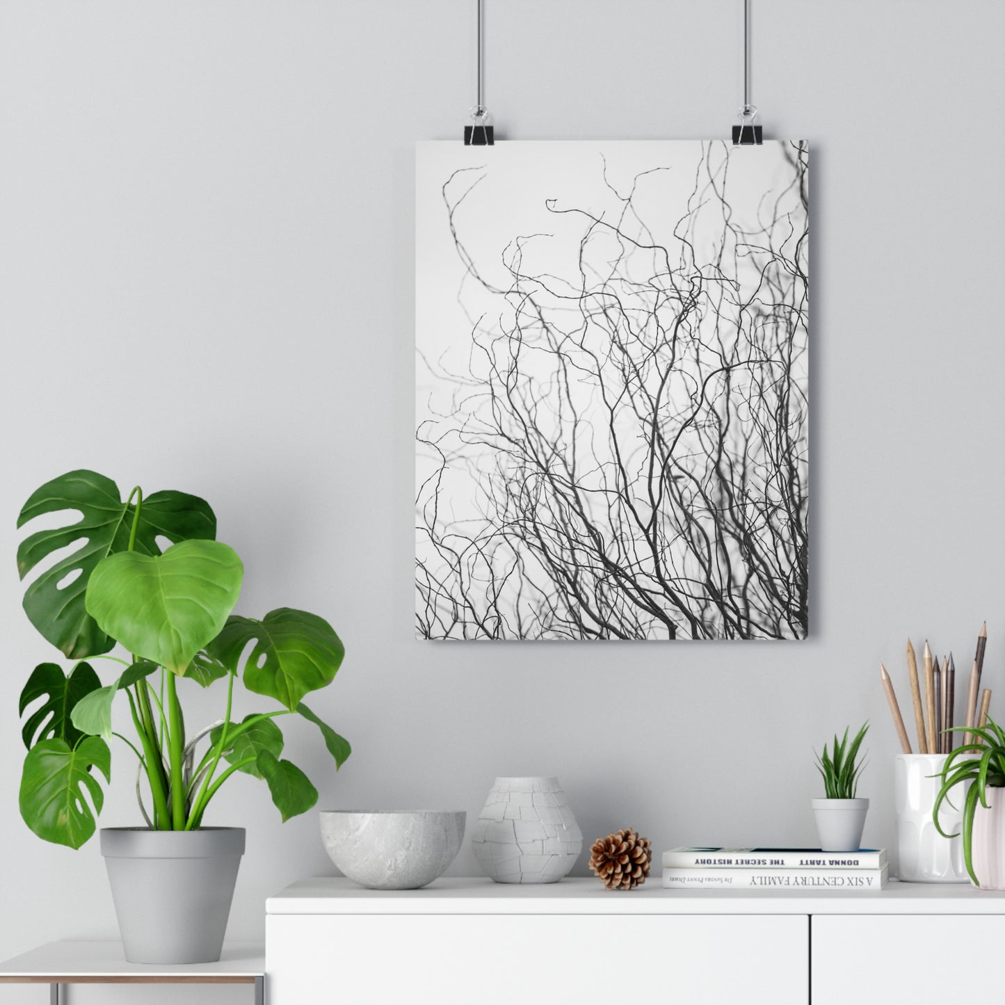 Giclée Print, Winter Tree Branches Art, 'Tangled Whispers' Wall Decor, Nature Print, Home Decor, Black and White Art, Gift for Nature