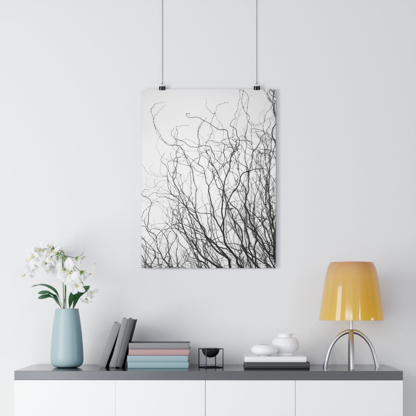 Giclée Print, Winter Tree Branches Art, 'Tangled Whispers' Wall Decor, Nature Print, Home Decor, Black and White Art, Gift for Nature