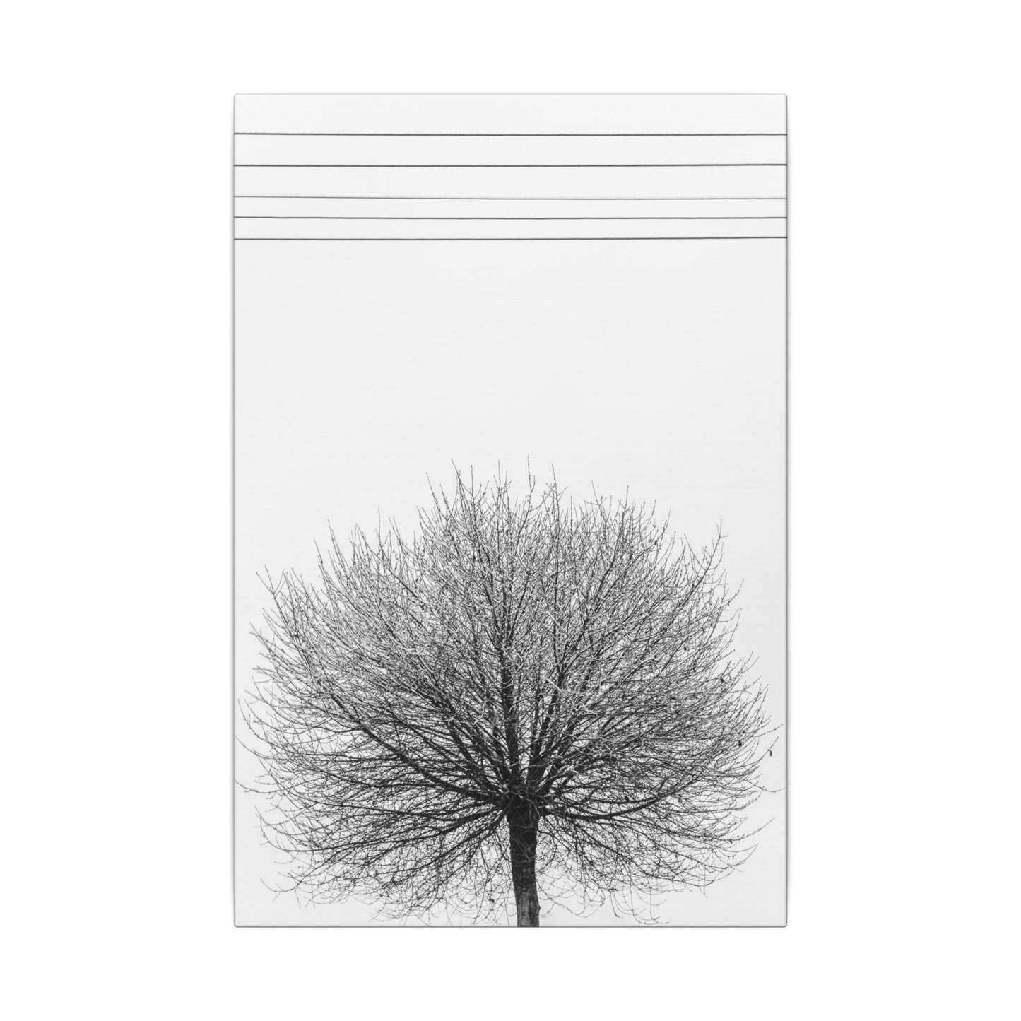 Seasons - winter - Minimalist Wall Art Print, Stretched Canvas Art, Monochrome Home Decor, Black and White Tree Artwork, Modern Living Room Design