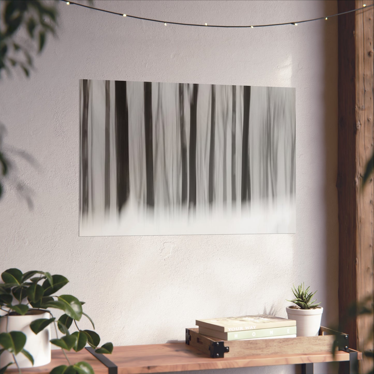 Fine Art Posters - Snowy Winter Forest Blurred Trees Print