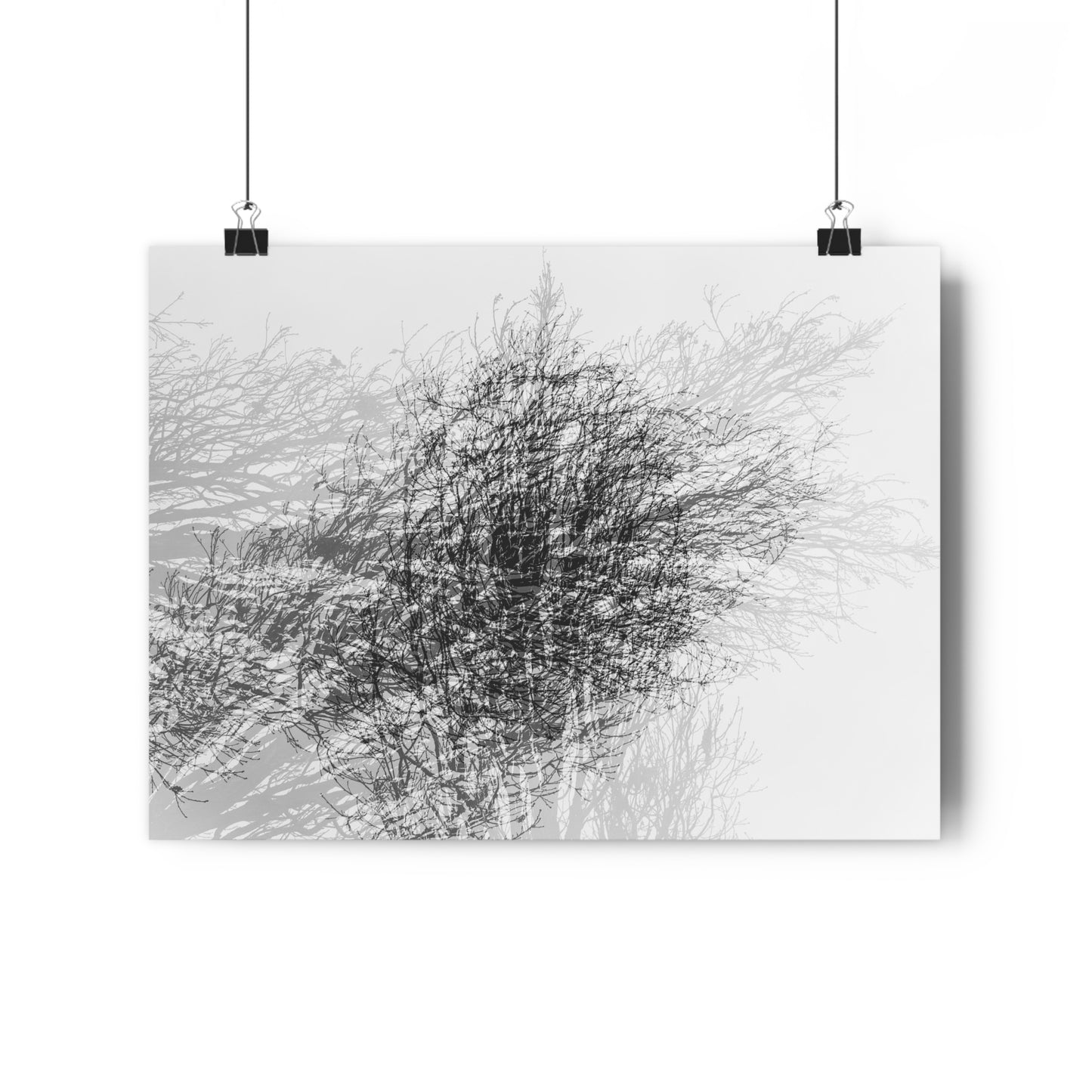 Giclée Art Print, Black and White Winter Tree Photo, Mysterious Multiexposure Wall Art, Home Decor, Nature Photography, Holiday Gift Idea