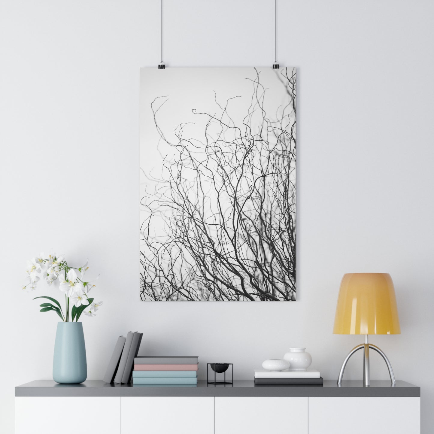 Giclée Print, Winter Tree Branches Art, 'Tangled Whispers' Wall Decor, Nature Print, Home Decor, Black and White Art, Gift for Nature