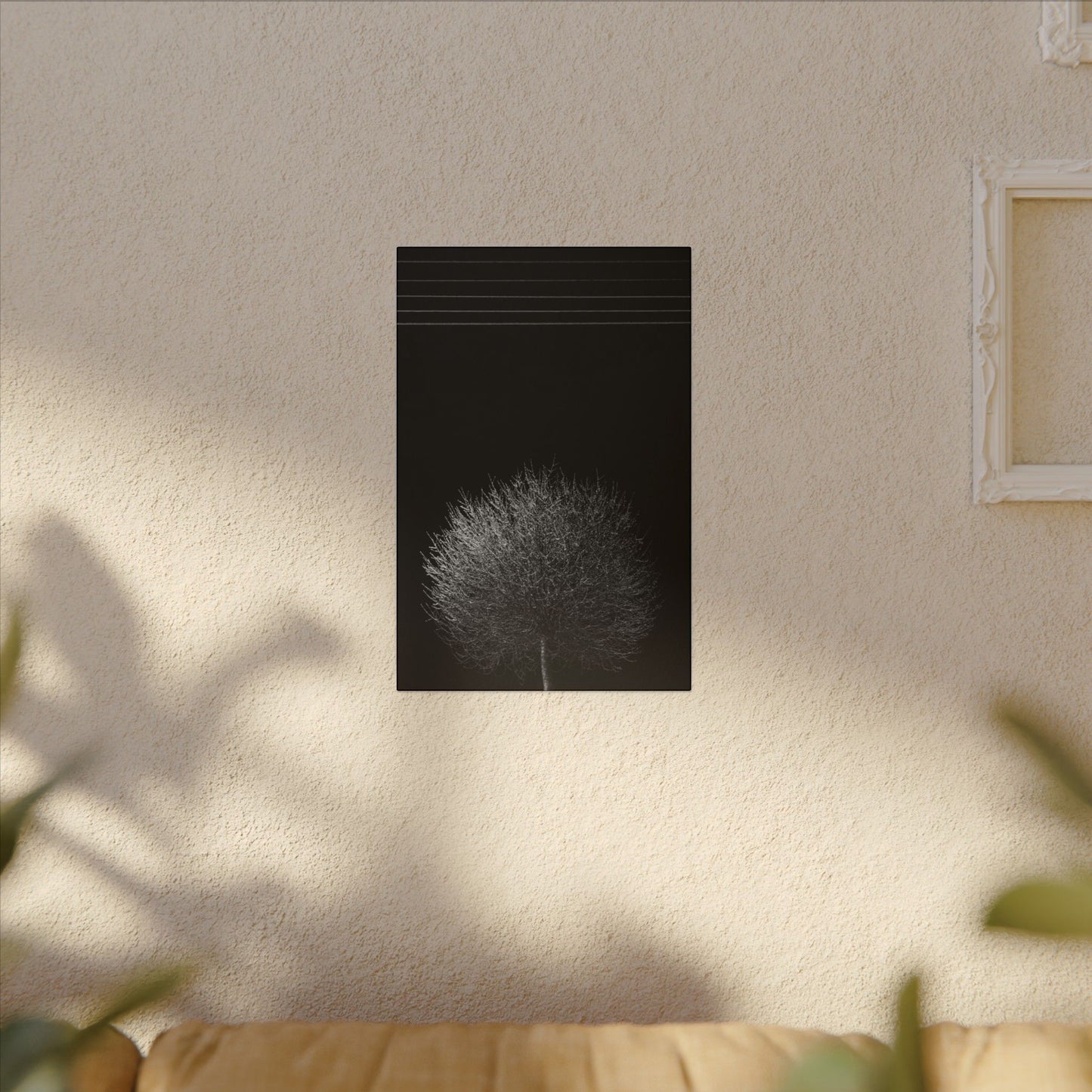 Seasons - winter - Minimalist Wall Art Print, Stretched Canvas Art, Monochrome Home Decor, Black and White Tree Artwork, Modern Living Room Design