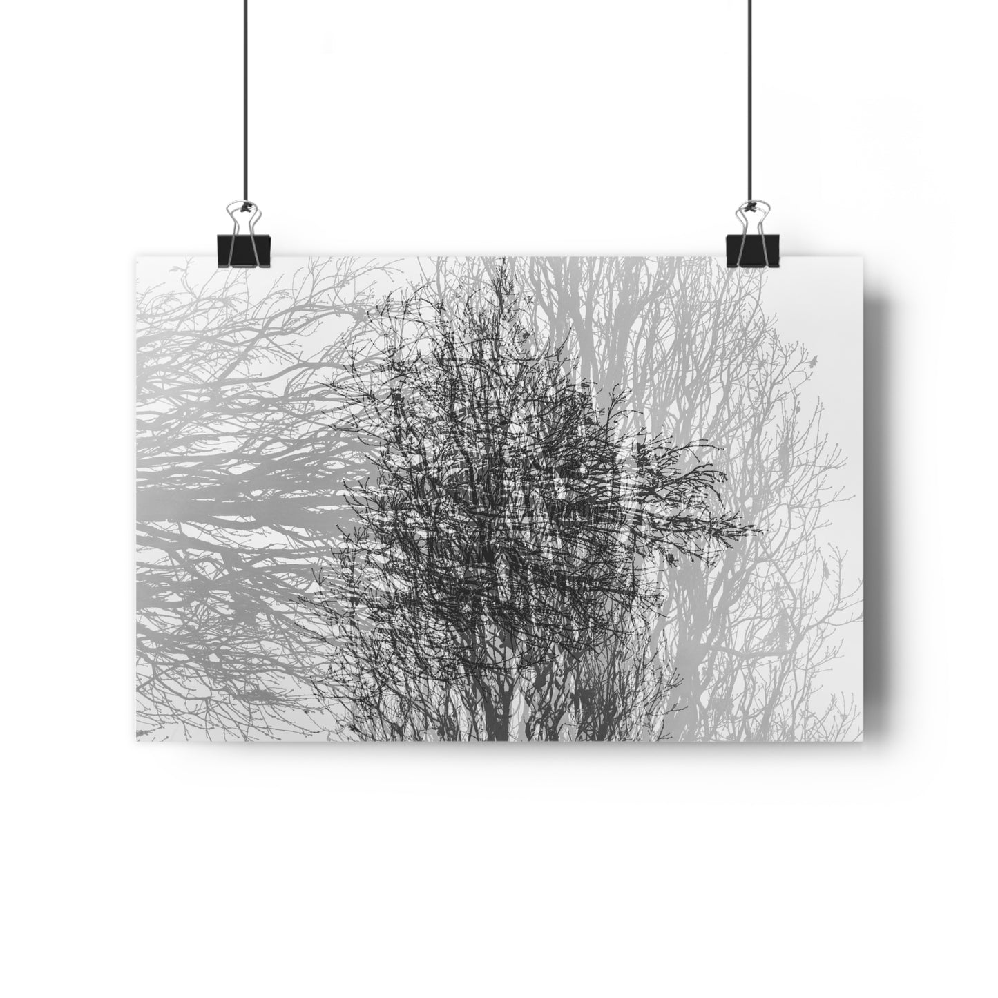 Giclée Art Print, Black and White Winter Tree Photo, Mysterious Multiexposure Wall Art, Home Decor, Nature Photography, Holiday Gift Idea