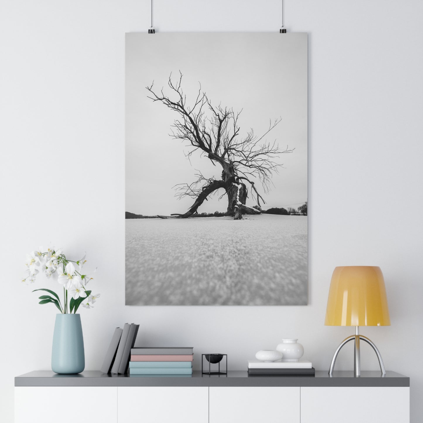 Giclée Print, Black and White Old Tree 'The Last Ent' in Frozen Field Winter Day Photo, Wall Art Decor, Nature Print, Tree Lover Gift, Home
