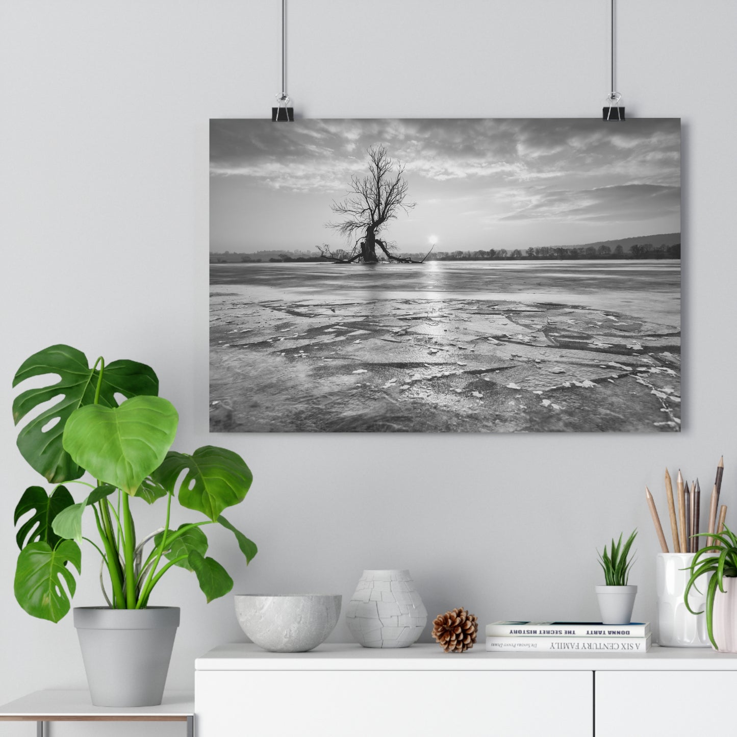 Giclée Art Print, Old Tree 'The Last Ent' Winter Sunset Black White Photo, Wall Art Decor, Nature Lover Gift, Landscape Photography, Fine