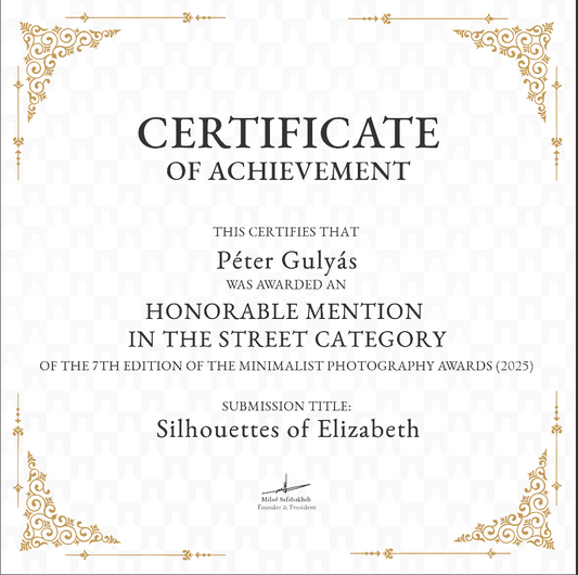 Honorable Mention a 2025-ös Minimalist Photography Awards-on – „Silhouettes of Elizabeth”