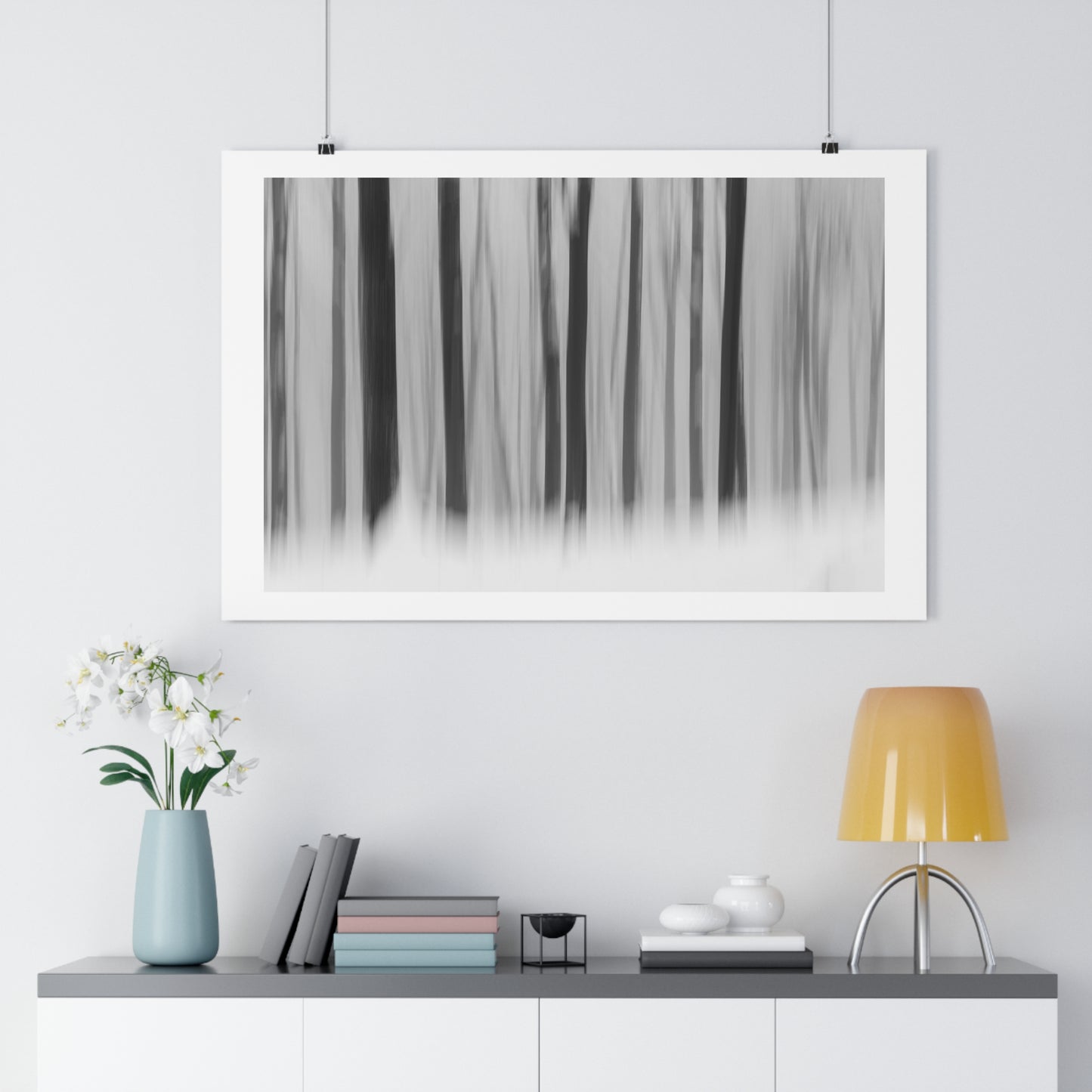 Art Print, Winter Forest Scene, ICM Technique, Wall Decor, Nature Print, Home Decor